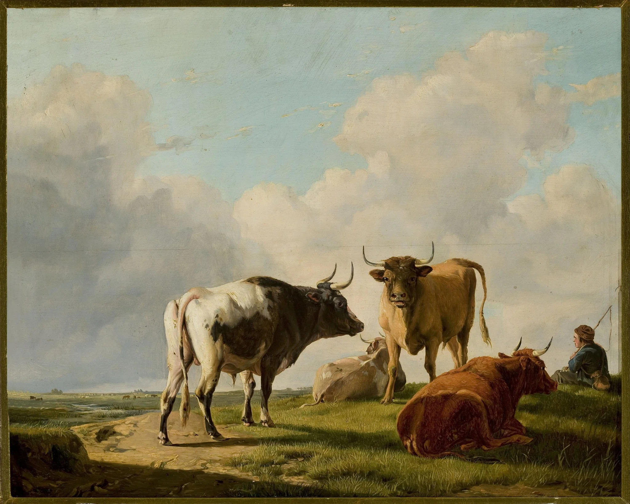 Cows in the pasture, by Eugène Verboeckhoven, oil, 1848