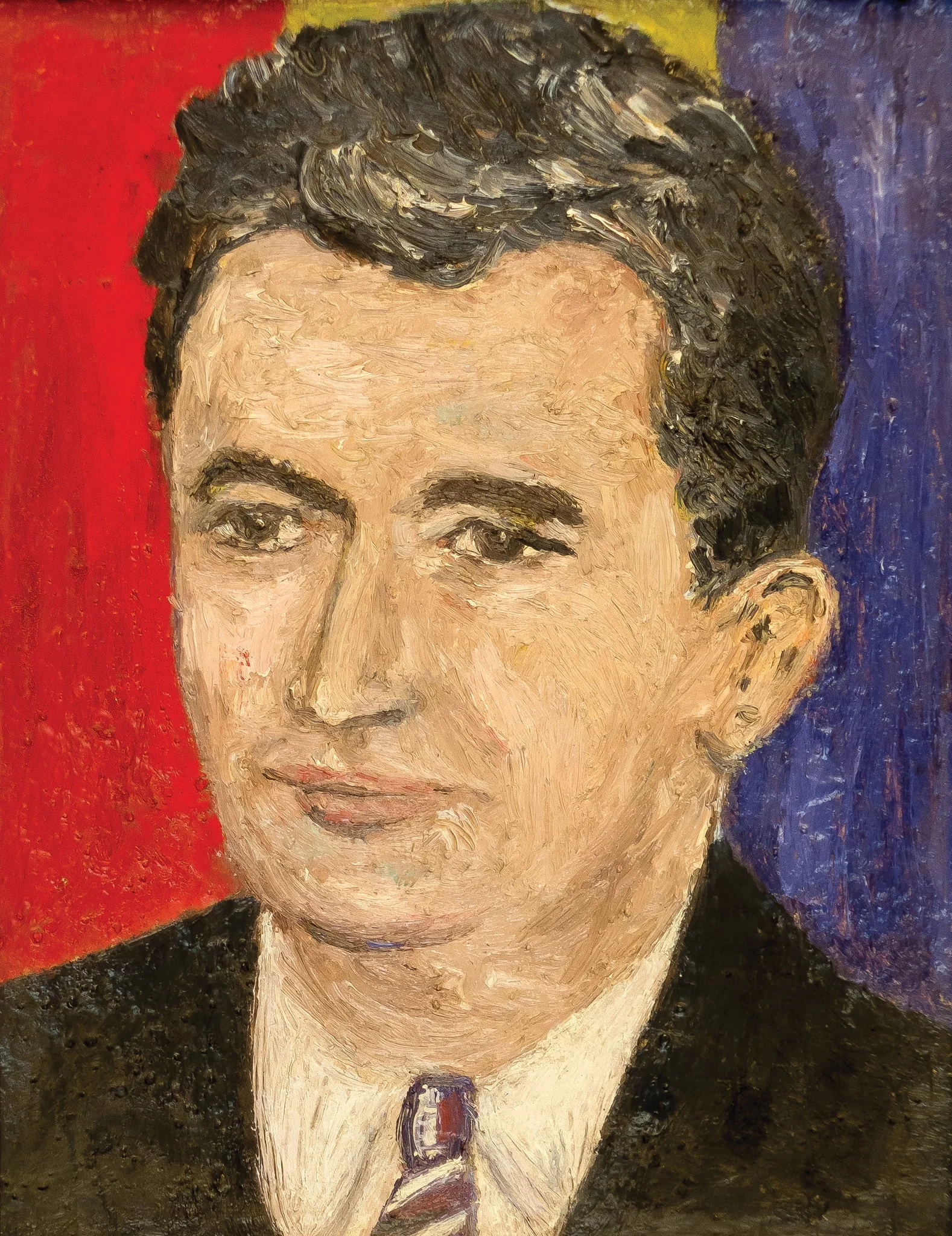 Pablou, ulei pe carton, portret Nicolae Ceaușescu. Oferit lui Nicolae Ceaușescu de Aurica Pânzaru, prof. de matematică fizică din Dorohoi, 23 ianuarie 1978.