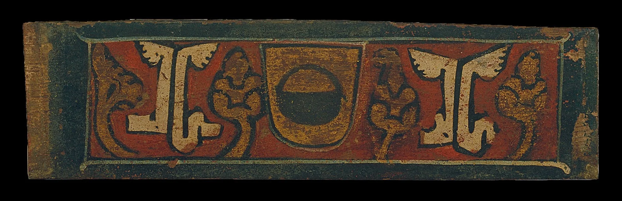 Small coffered ceiling panel with the coat of arms of the Caldes family
