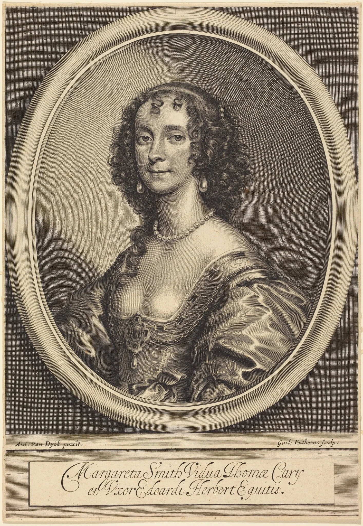 Margaret Smith, by William Faithorne, ink, 1654