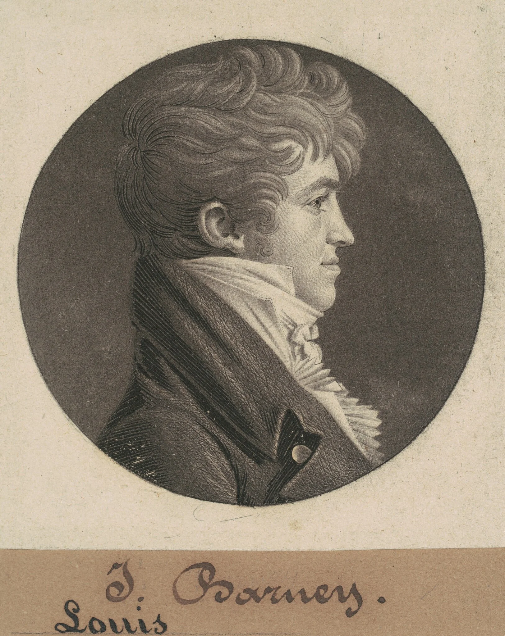 Louis Barney, by Charles Balthazar Julien Févret de Saint-Mémin, ink, 1804