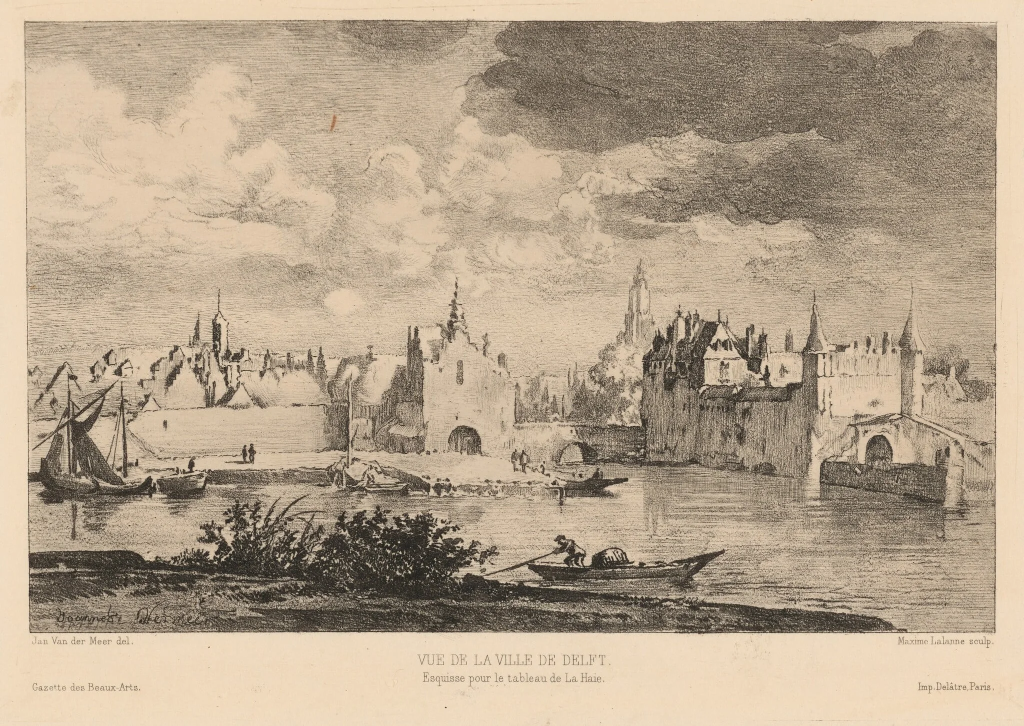 Vue de la Ville de Delft, by Maxime Lalanne, ink, 1866