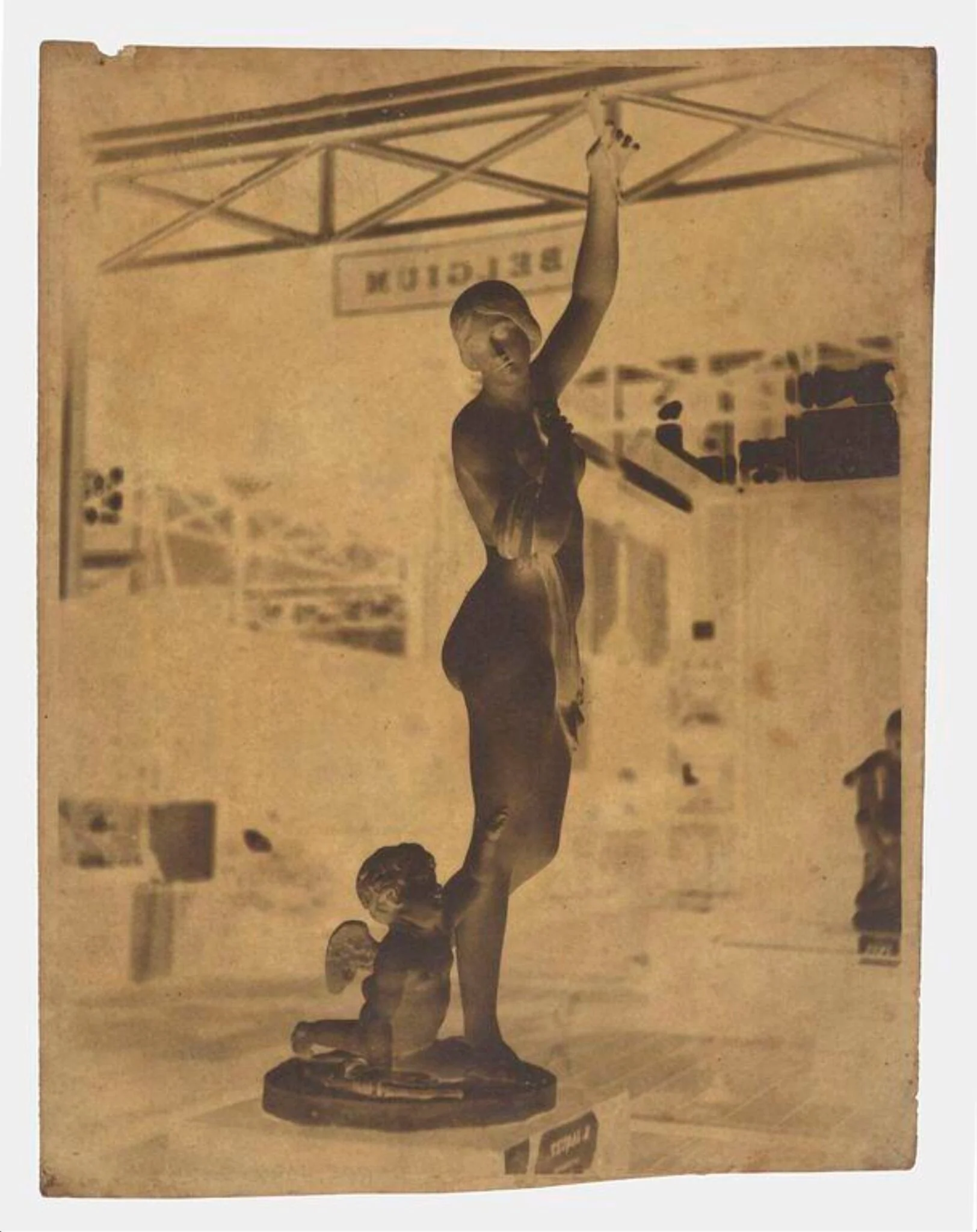 Statue of Female Nude with Cherub, Great Exhibition 1851, by Nicolaas Henneman, photographic, 1851