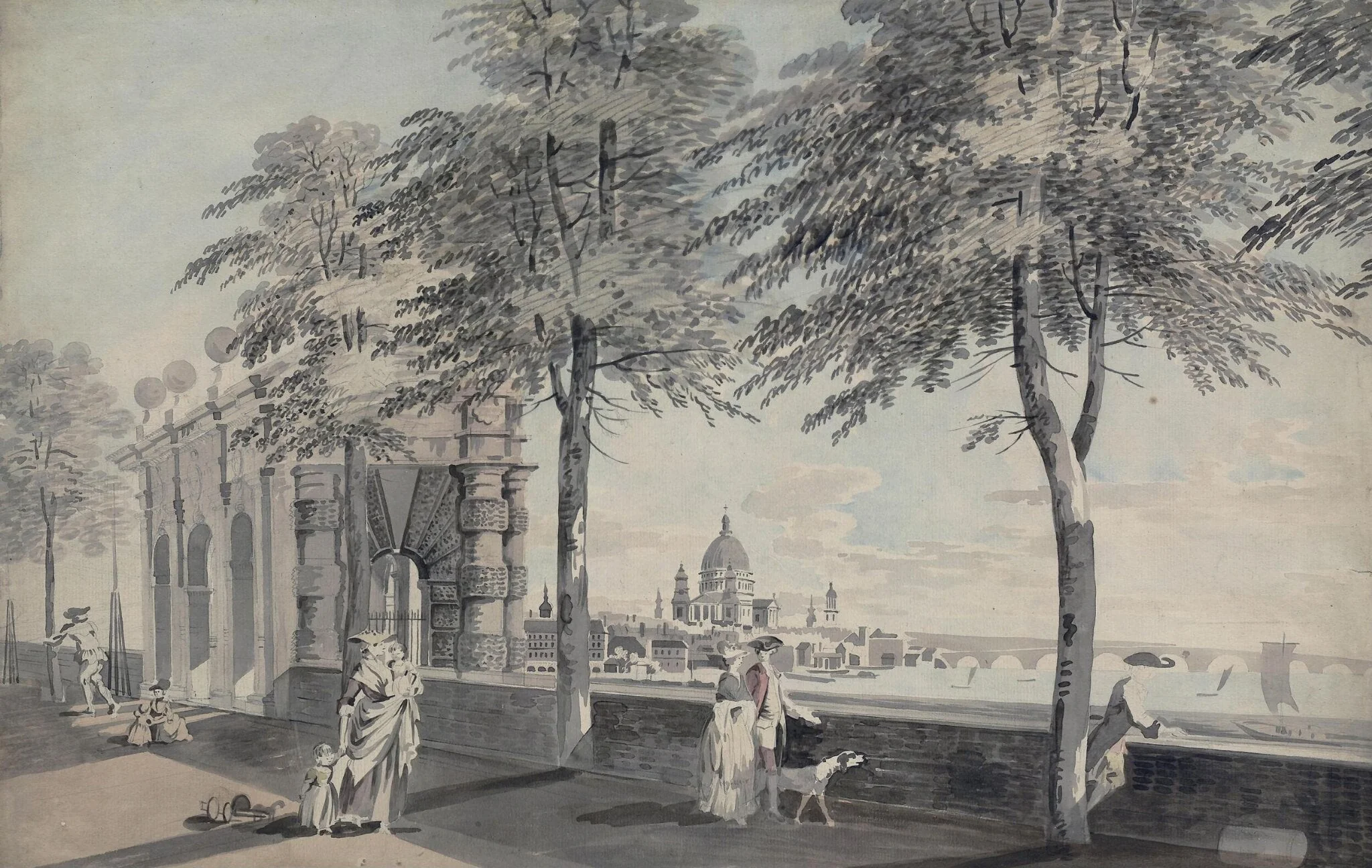 York Stairs, the Thames, Blackfriars Bridge and St. Paul's Cathedral
