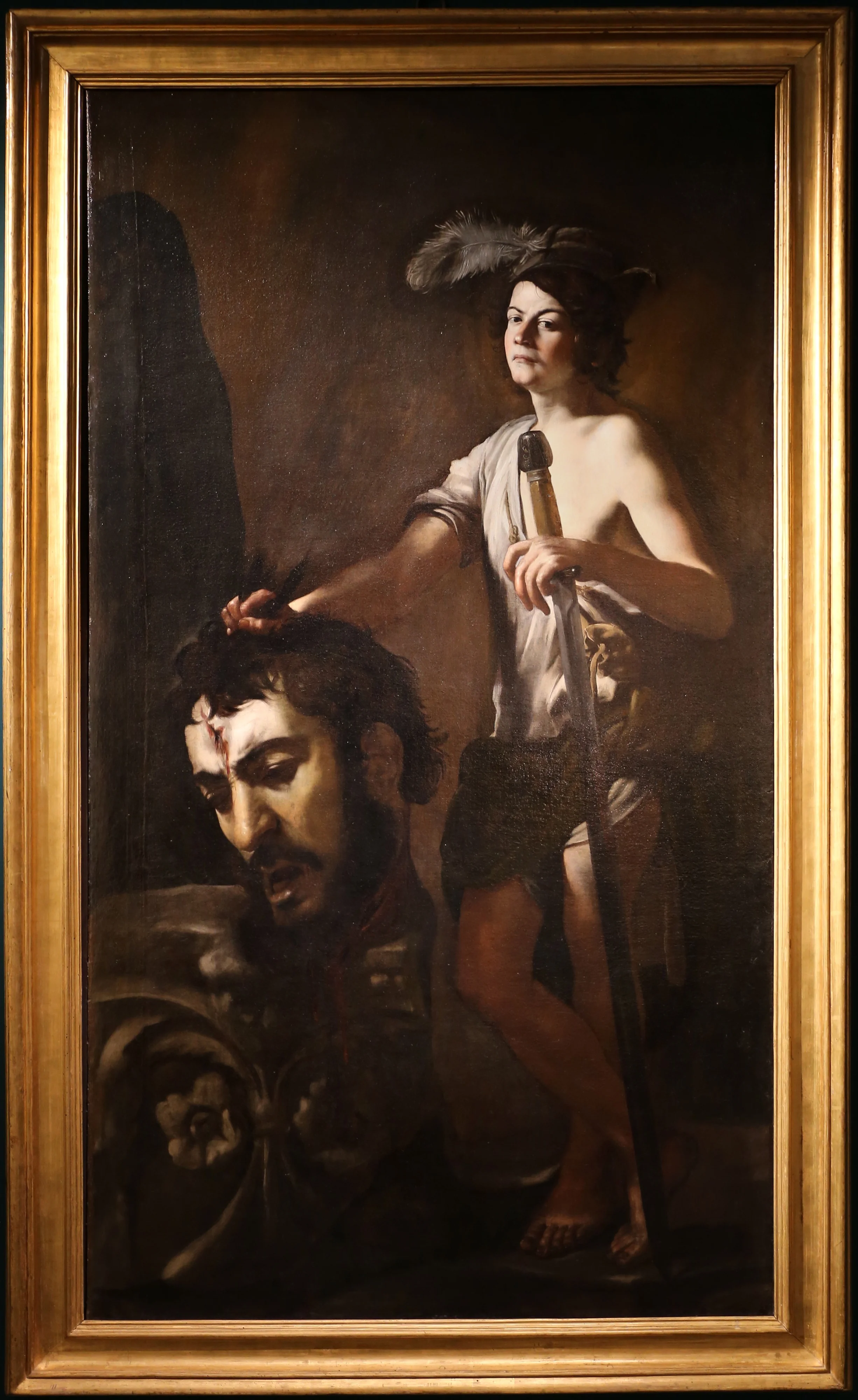 David with Goliath's head, by Battistello Caracciolo, unspecified, 1612