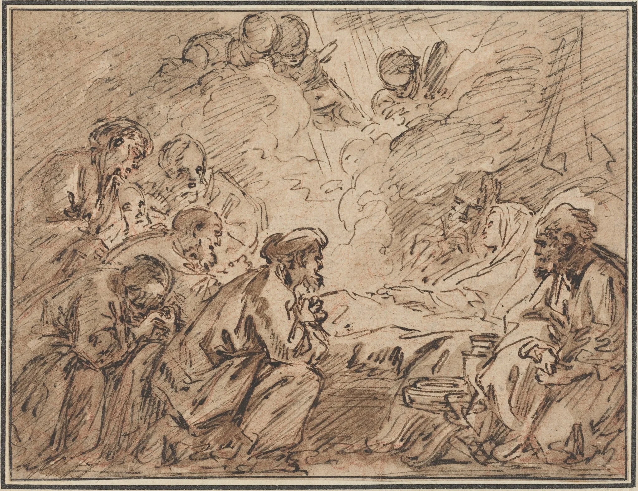 The Death of the Virgin, by François Boucher, ink, 1754