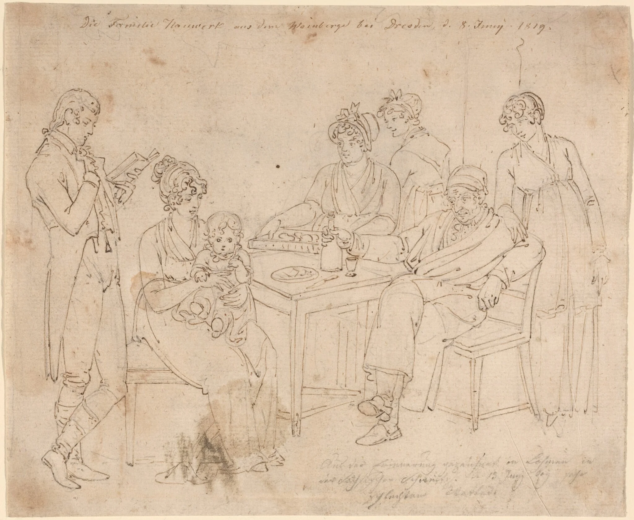 The Nauwerk Family, by Johan Christian Dahl, ink, 1819