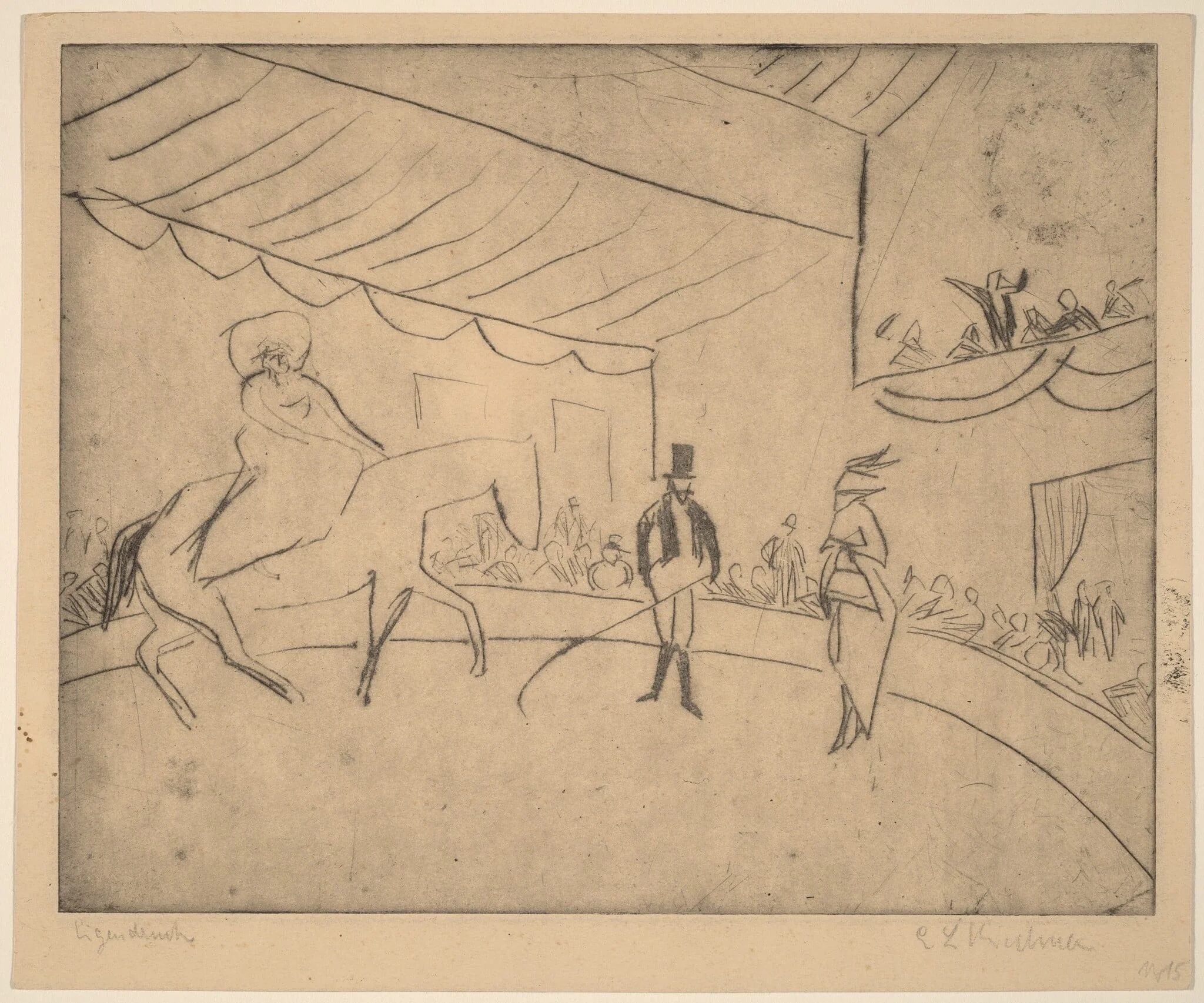 Hippodrome, by Ernst Ludwig Kirchner, ink, 1910