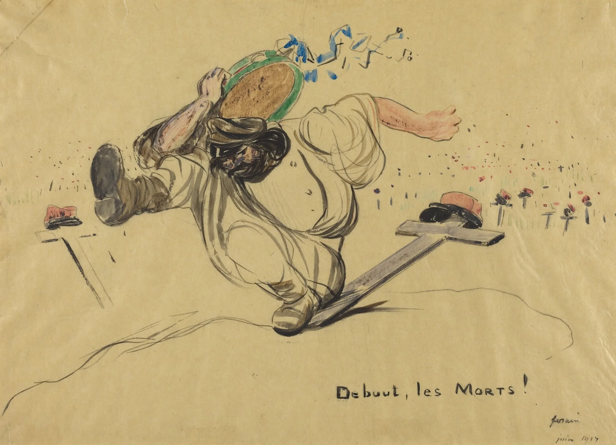 Debout, les Morts!, by Jean-Louis Forain, watercolor, 1917