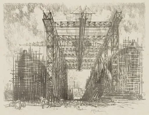 English War Work:  The Gantry (A Merchant Shipyard)
