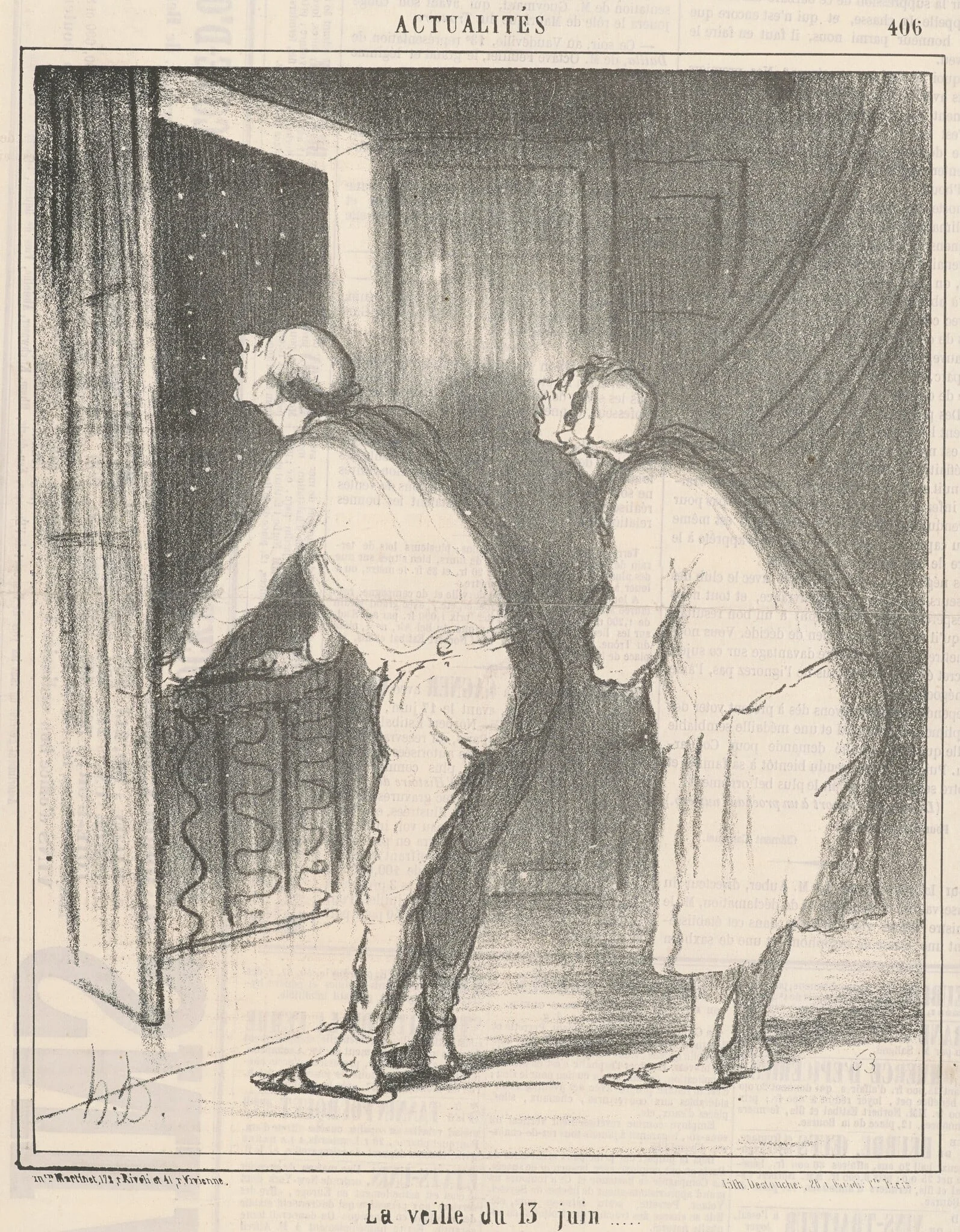 La veille du 13 Juin, by Honoré Daumier, ink, 1857