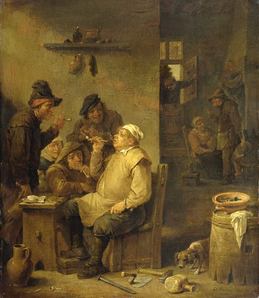 Bricklayer smoking a pipe