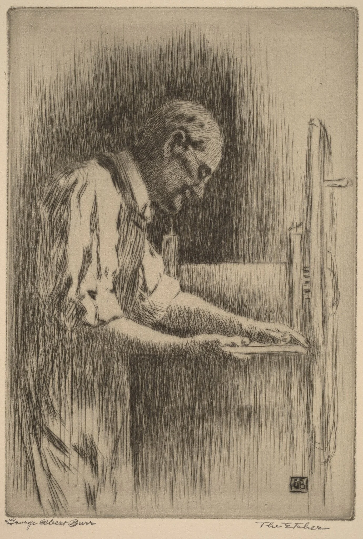 The Etcher, by George Elbert Burr, ink, 1925