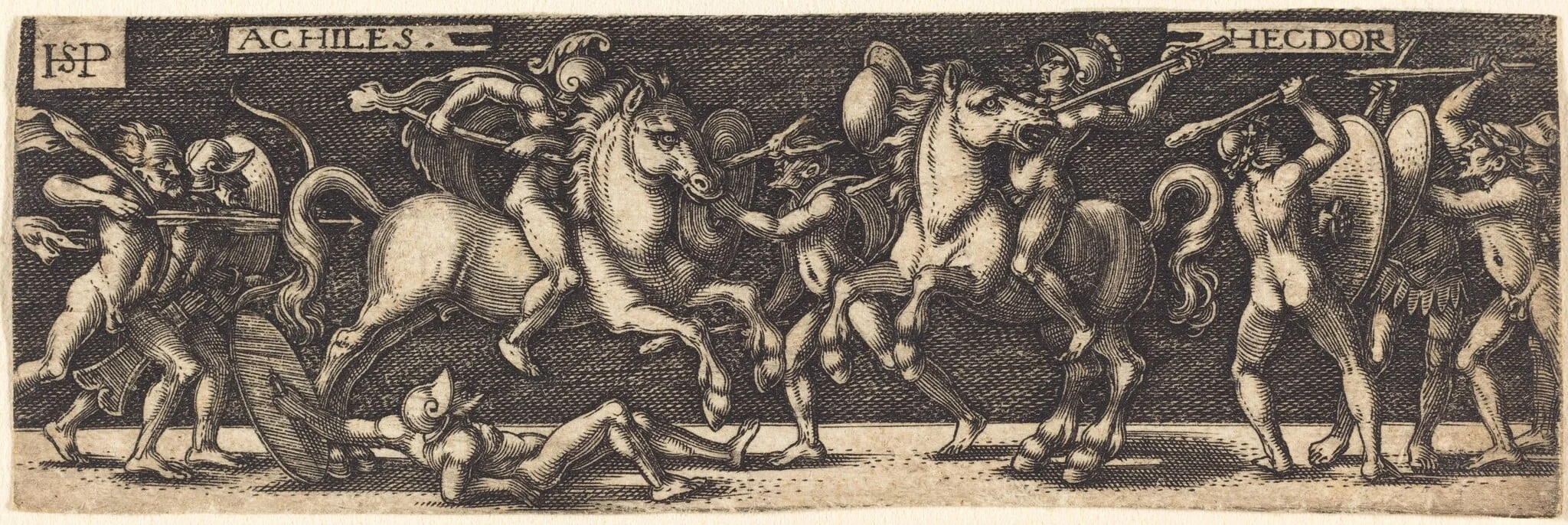 Achilles and Hector, by Sebald Beham, ink, 1528