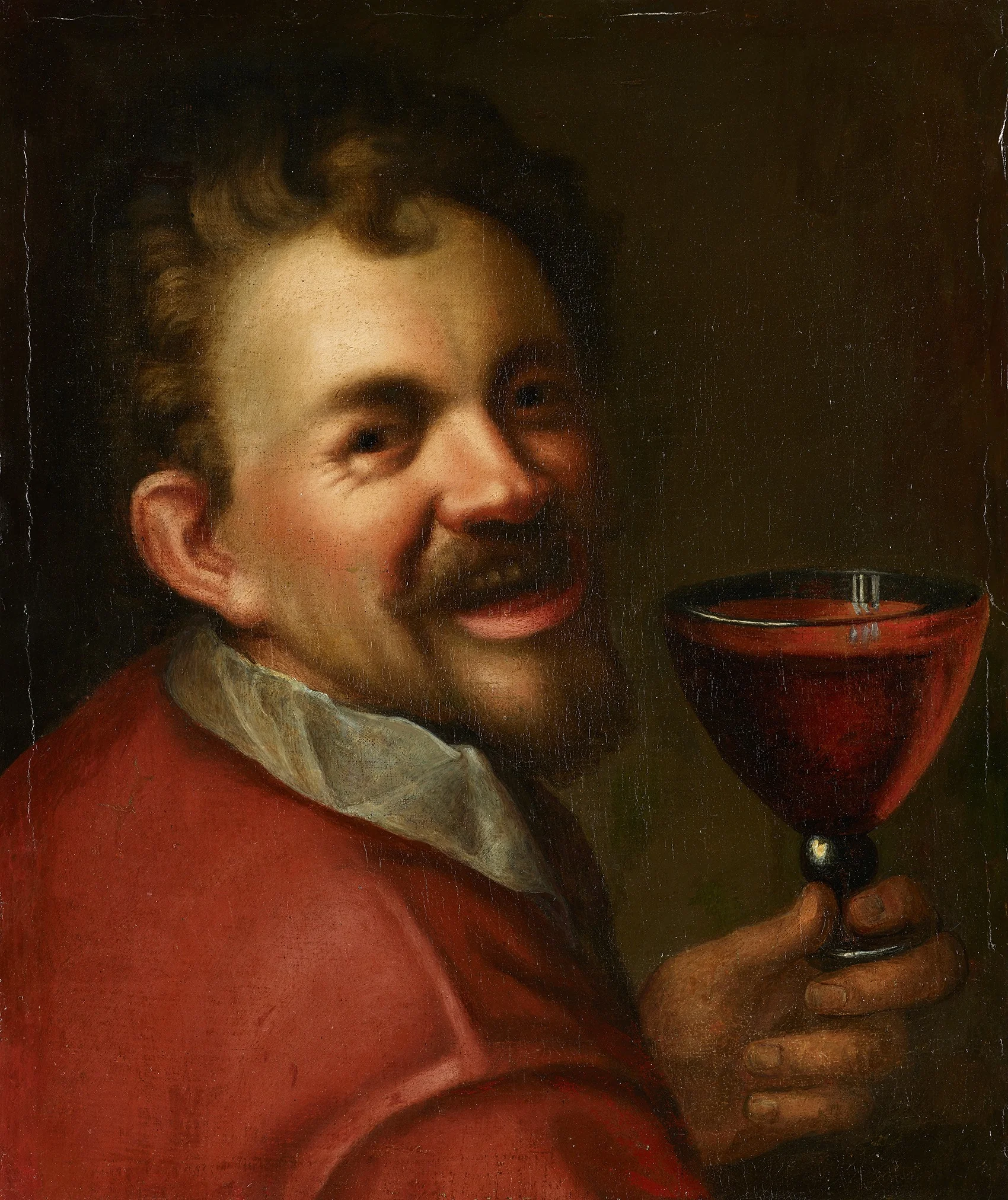 Self portrait with a glass of wine