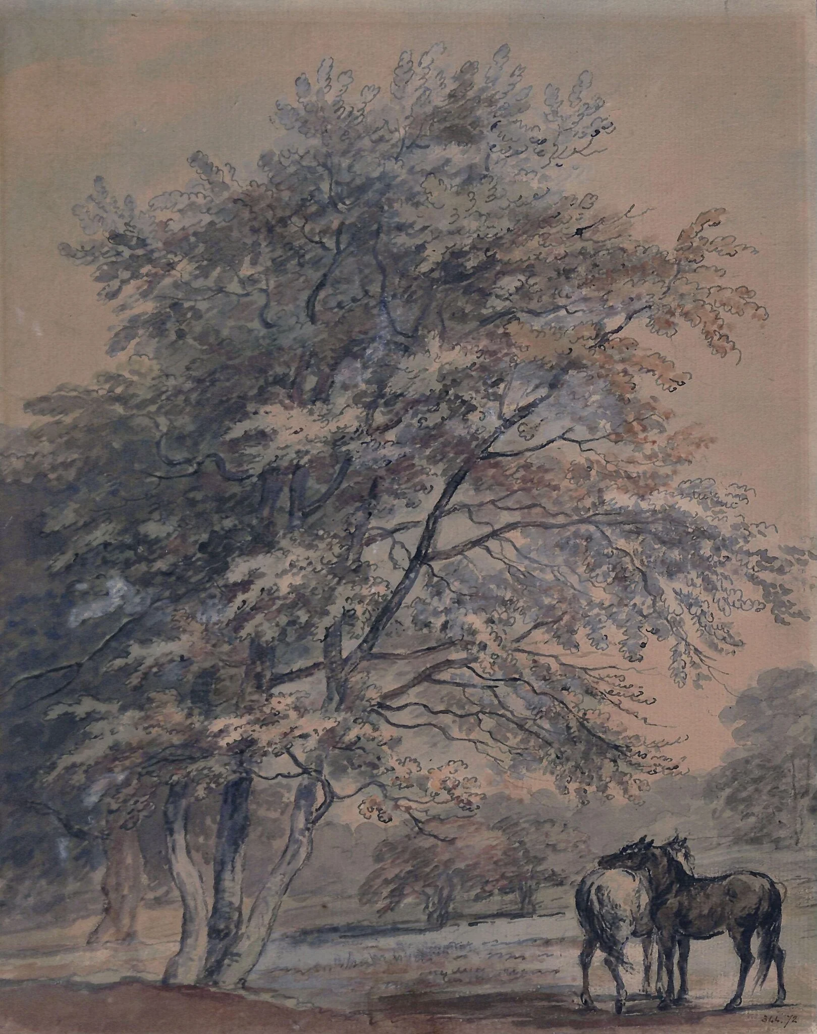 Trees and Horses, by Barret, watercolor, 1782