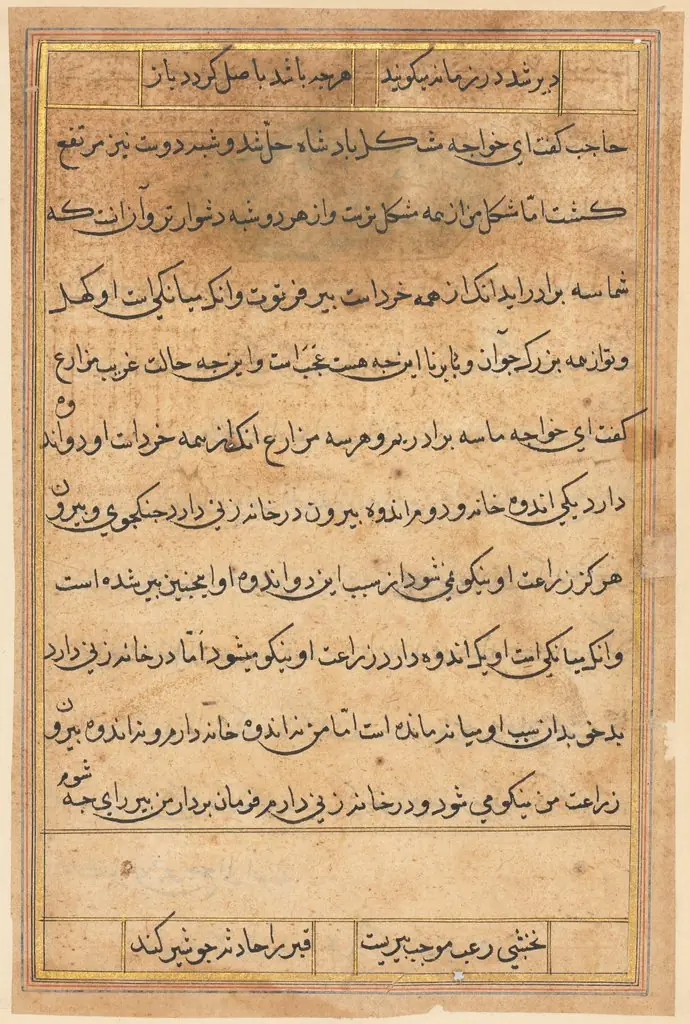 Page from Tales of a Parrot (Tuti-nama): text page