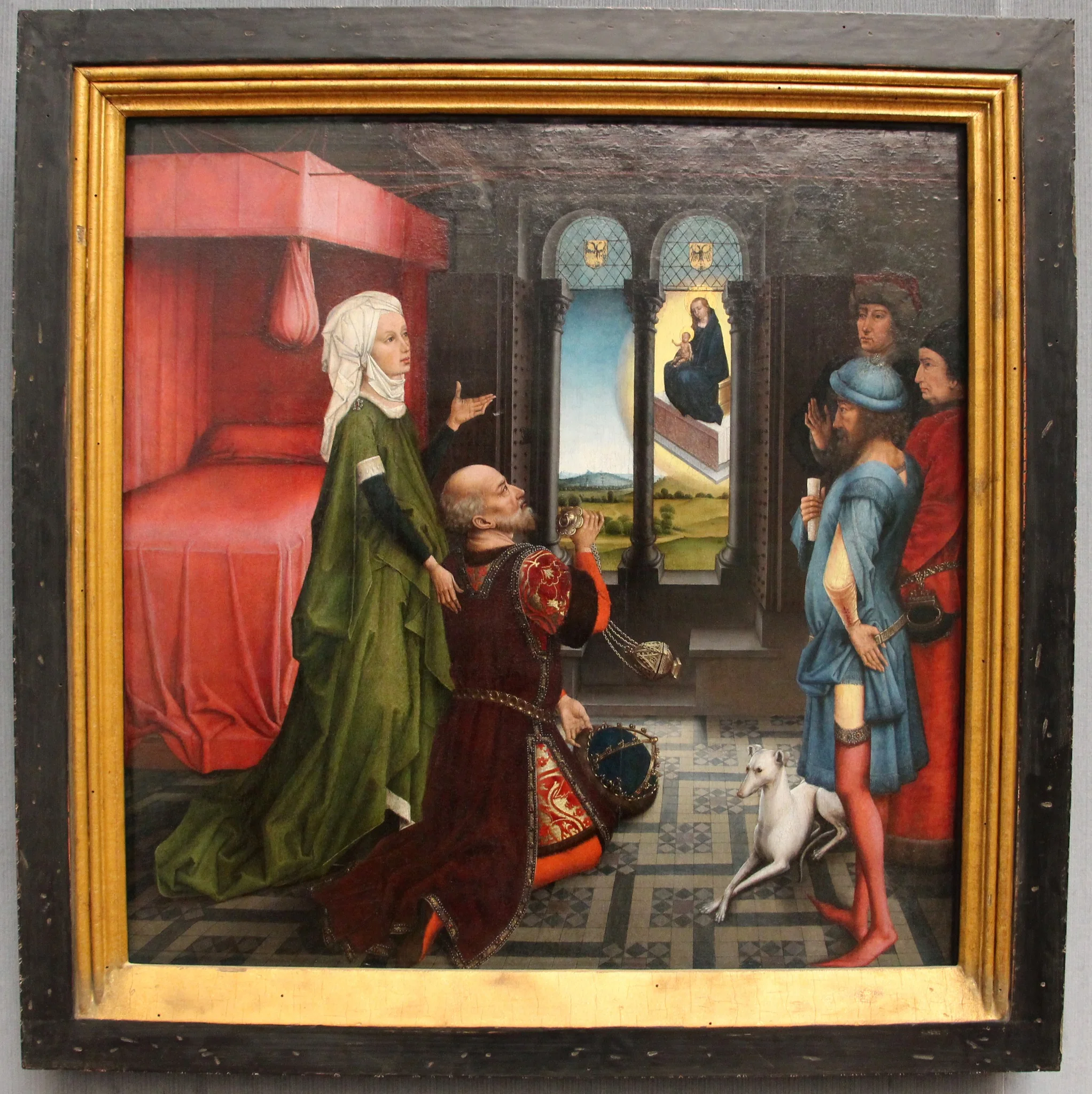 The Annunciation by the Tiburtine sybil to Emperor Augustus; Angel of the Annunciation (verso), by Unknown, paint, 1688
