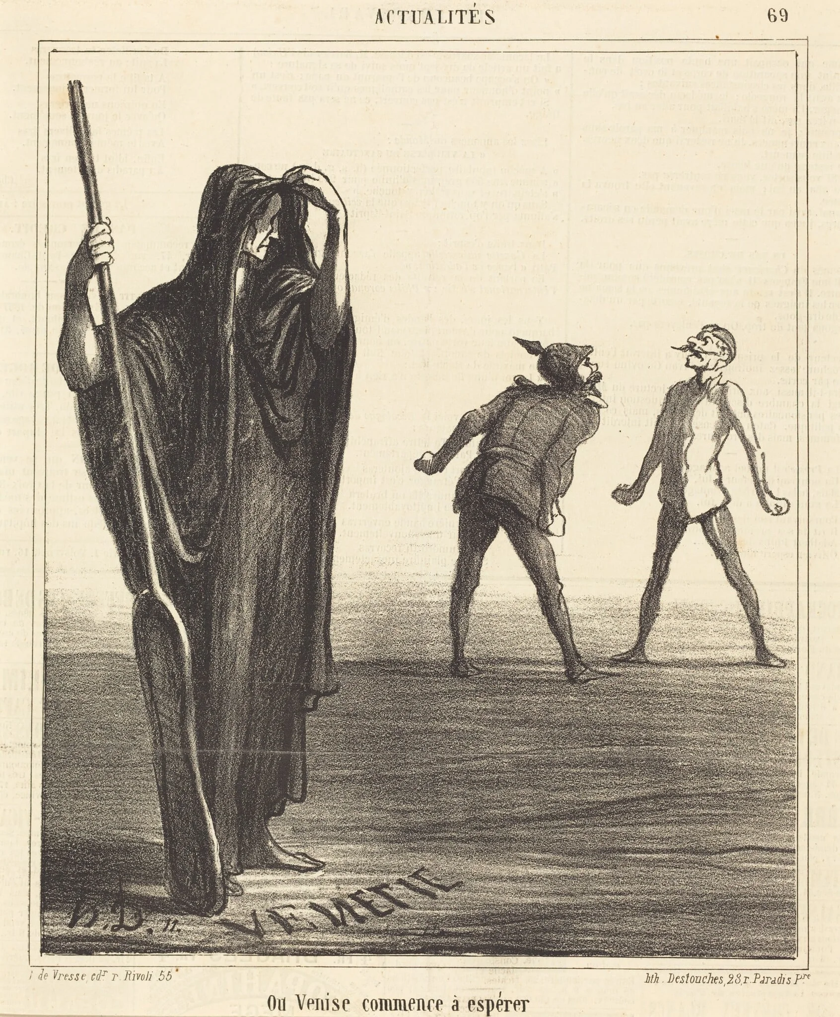 Ou Venise commence a espérer, by Honoré Daumier, ink, 1866