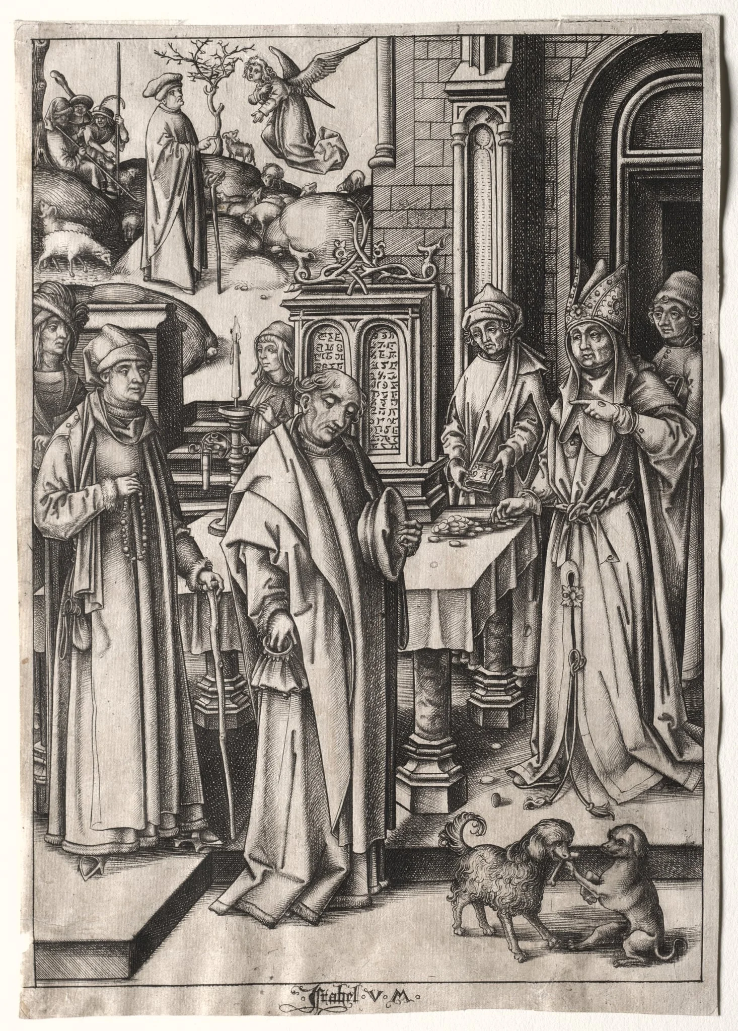 Life of the Virgin: High Priest Rejecting the Offering of Joachim, by Israhel van Meckenem, 1493