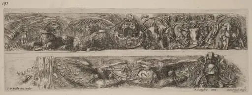 Two Ornamental Bands with Chained Leopards and Eagles