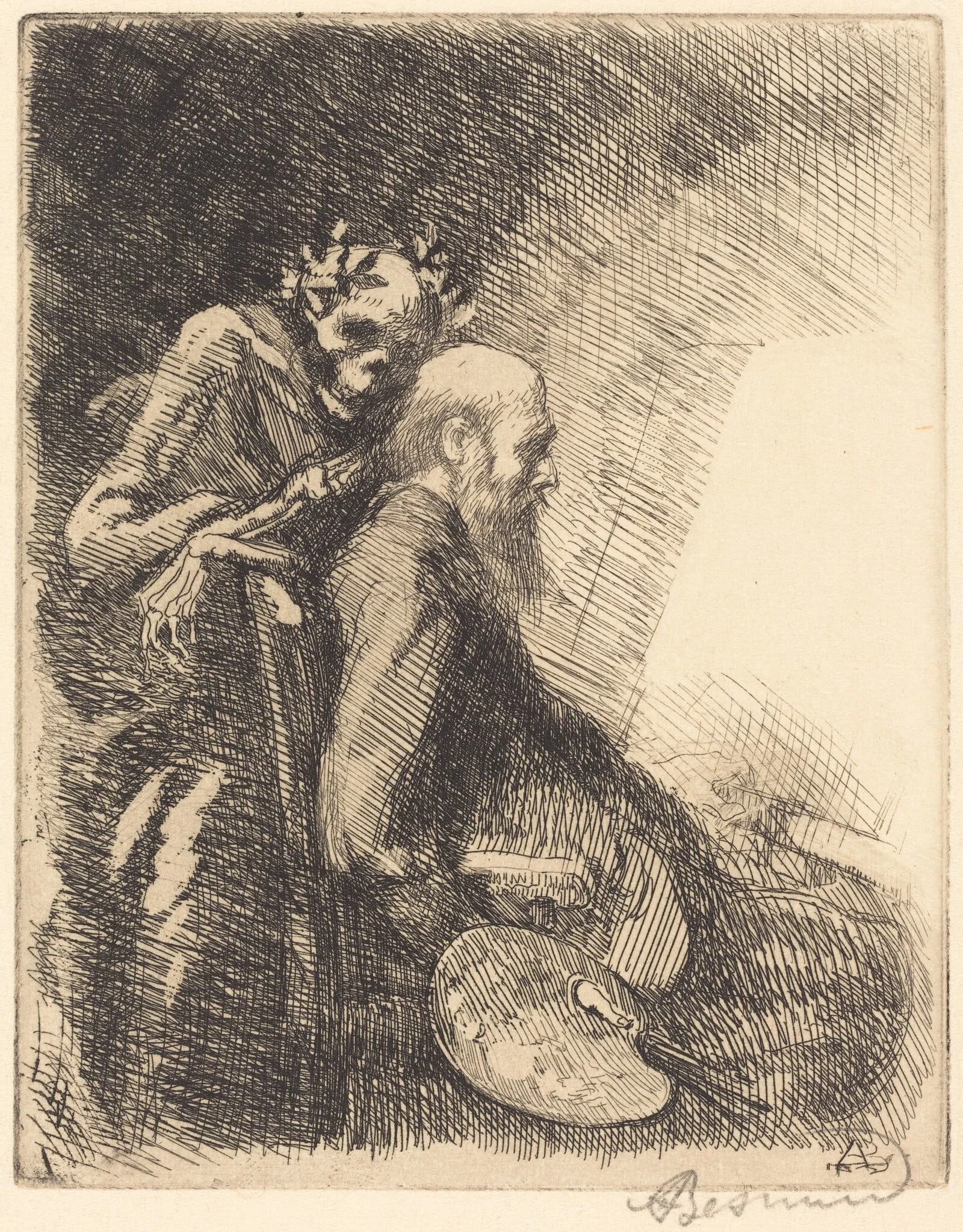 Too Demanding (Exigeante), by Paul-Albert Besnard, ink, 1900