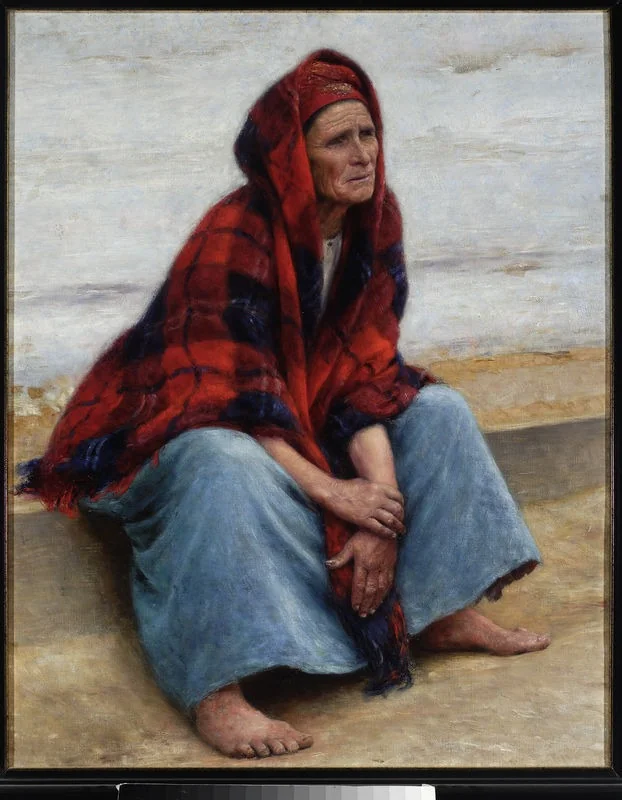 Woman, study for the painting “Peasant coffin”, by Aleksander Gierymski, oil, 1898