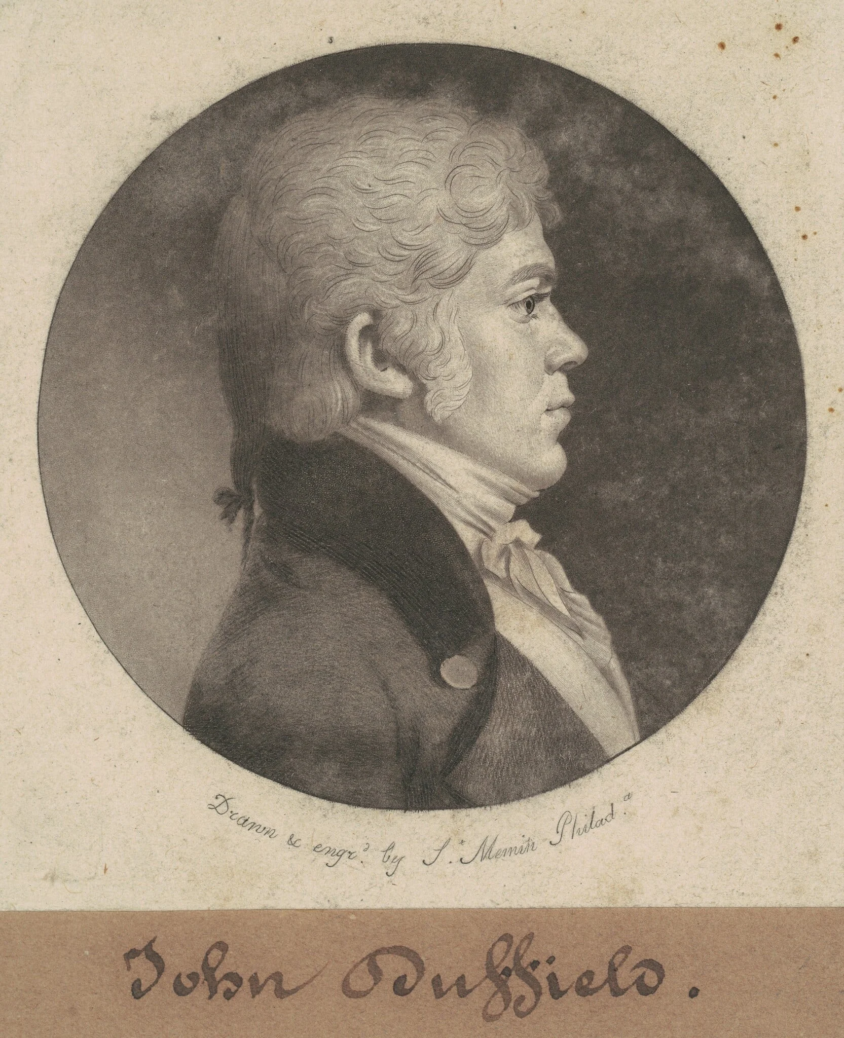 John Duffield, by Charles Balthazar Julien Févret de Saint-Mémin, ink, 1802