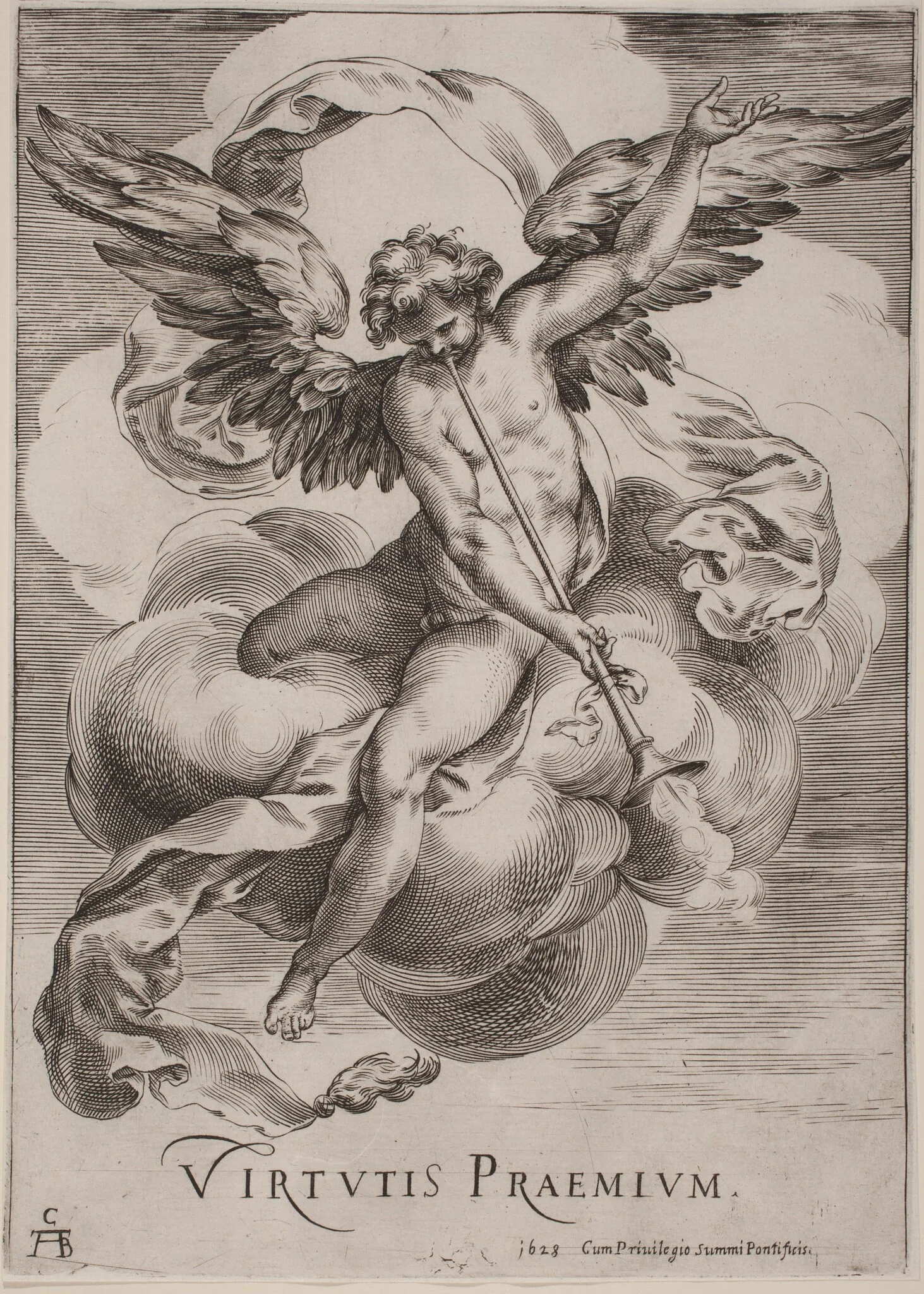 An Allegorical Figure: Virtutis Praemium, by Cherubino Alberti, ink, 1628