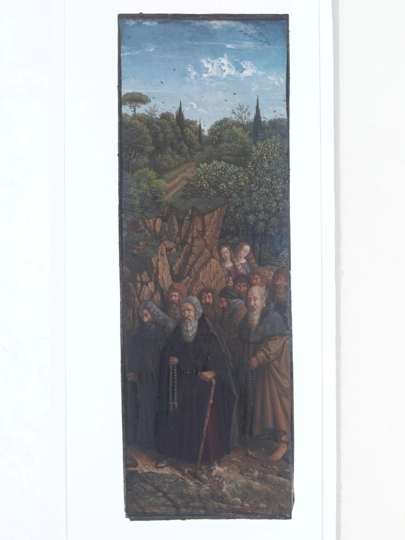 Copy of a detail of the Ghent Altarpiece, The  Pilgrims, by Hubert and Jan van Eyck in the church of St. Bavon, Ghent.