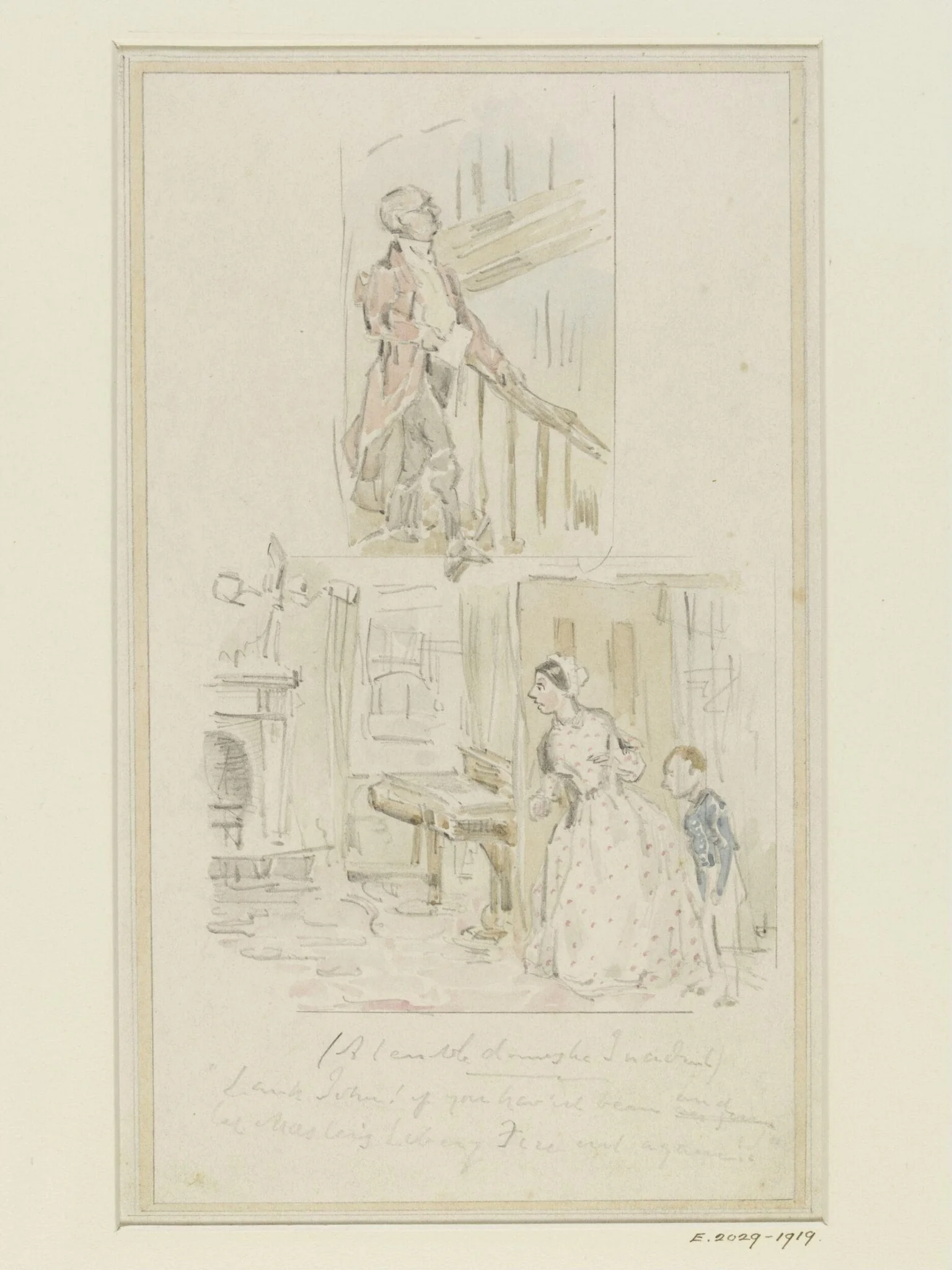 Two sketches for book illustrations, by John Leech, 1817