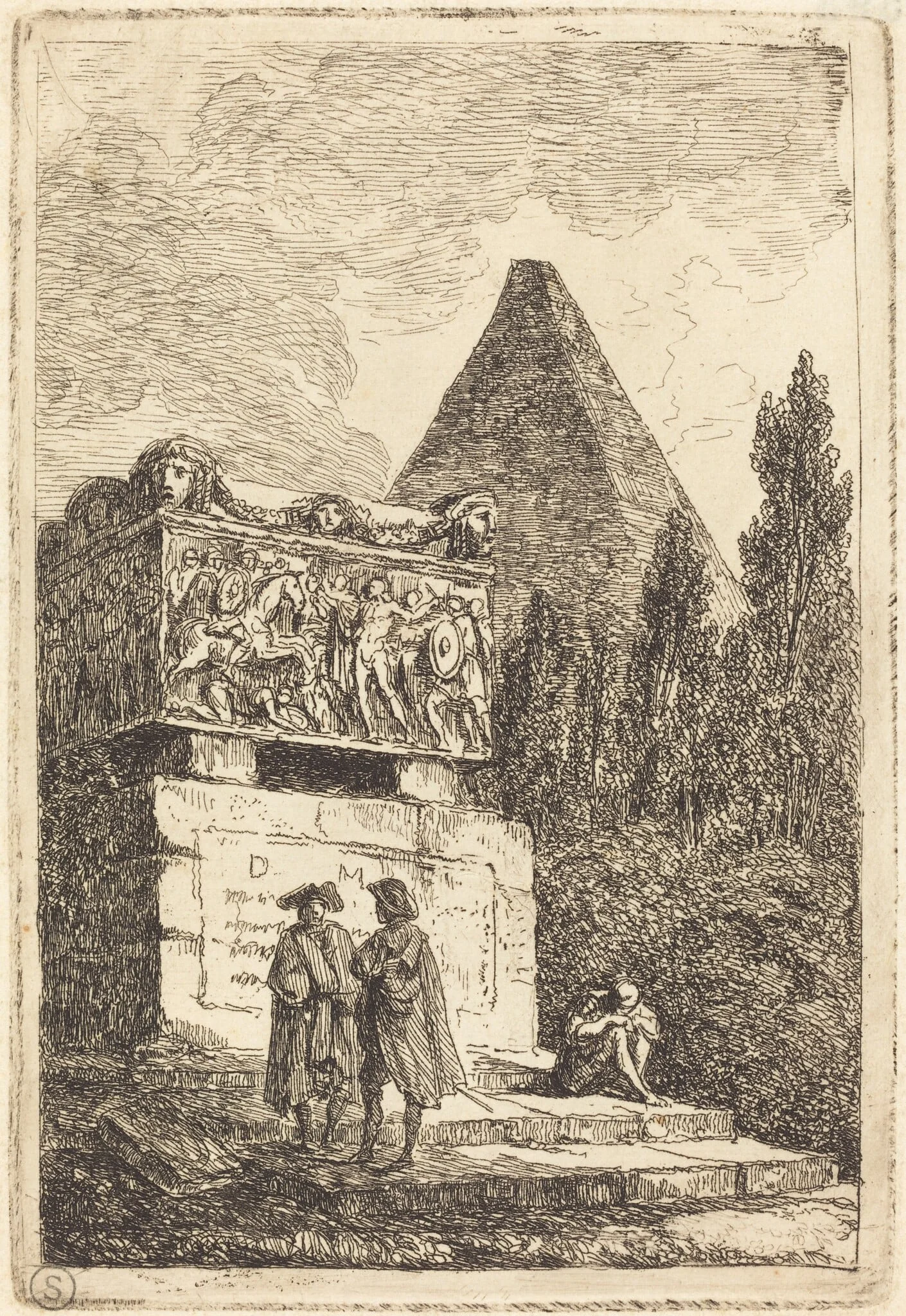 The Sarcophagus, by Hubert Robert, ink, 1764