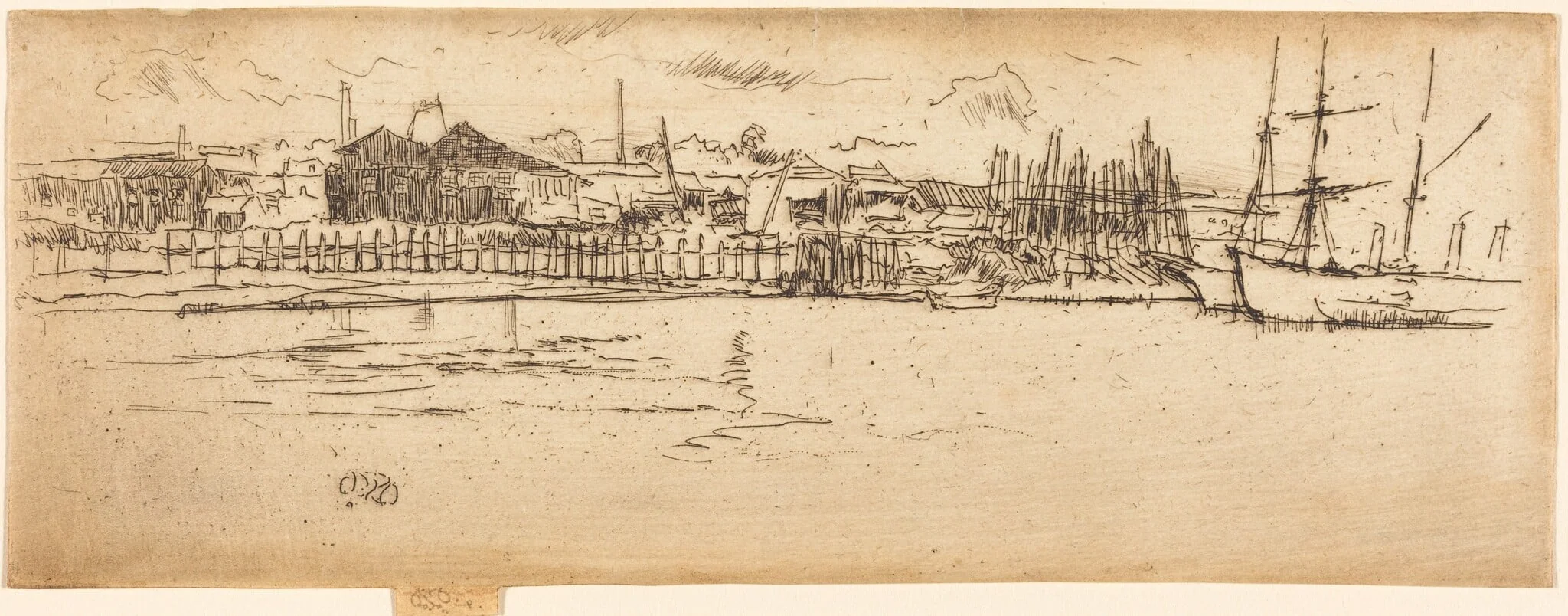 Dry-Dock, Southampton, by James McNeill Whistler, ink, 1887