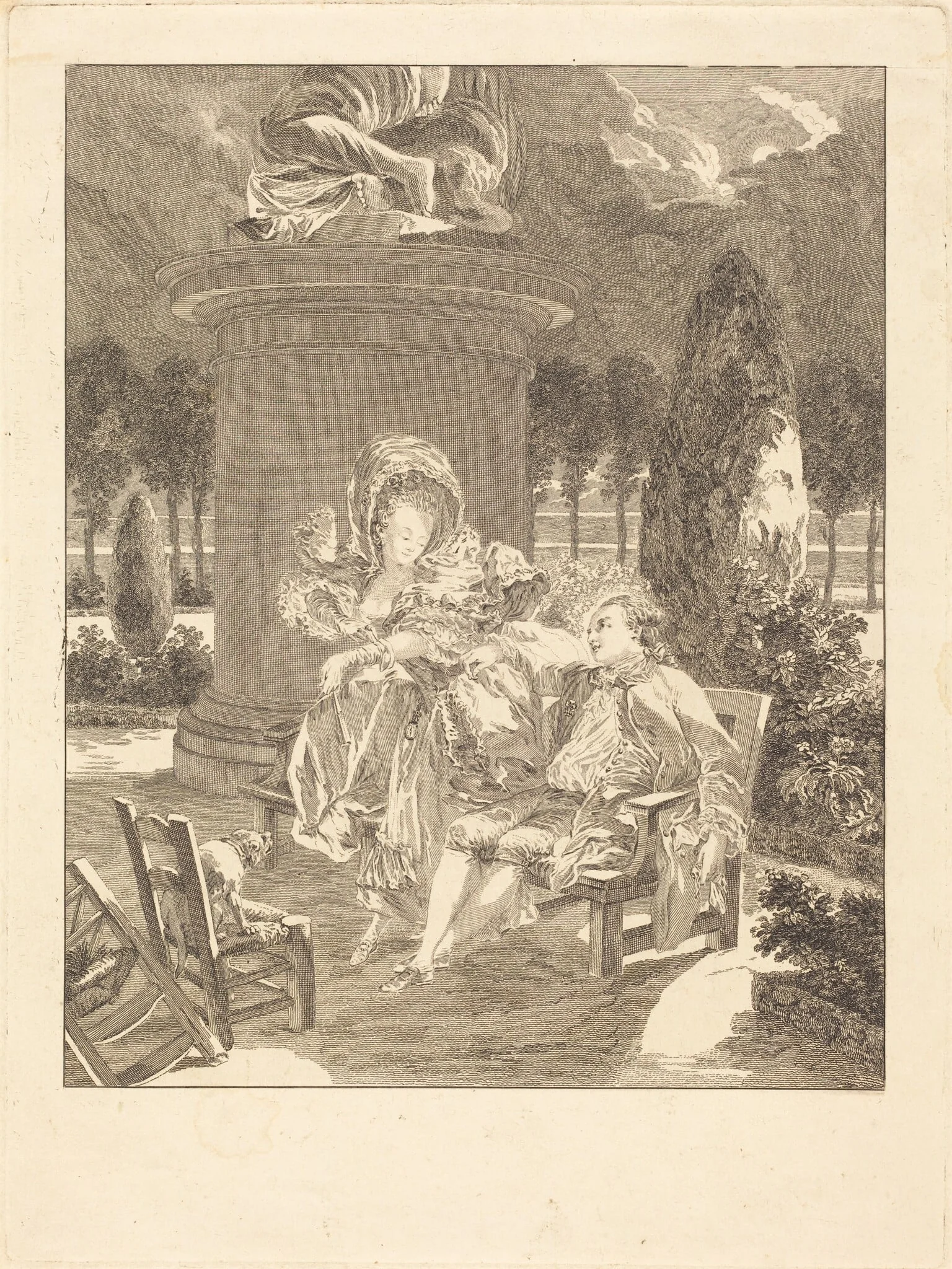La soiree des Thuileries, by Jean-Baptiste Blaise Simonet, ink, 1774