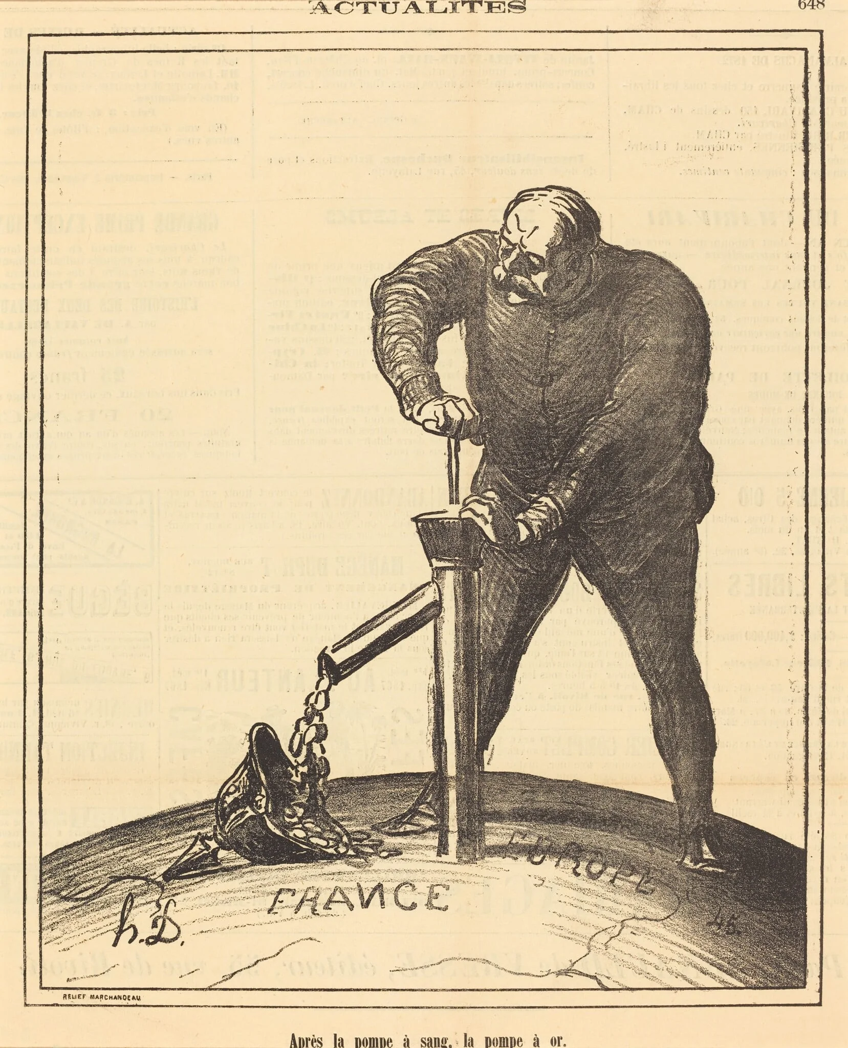 Après la pompe a sang, la pompe à or, by Honoré Daumier, 1871