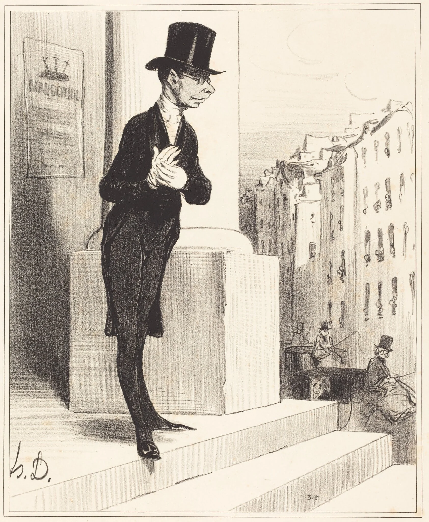 Pique-Assiette, by Honoré Daumier, ink, 1841