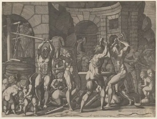 Vulcan and Cyclops Forging Cupid's Arrows