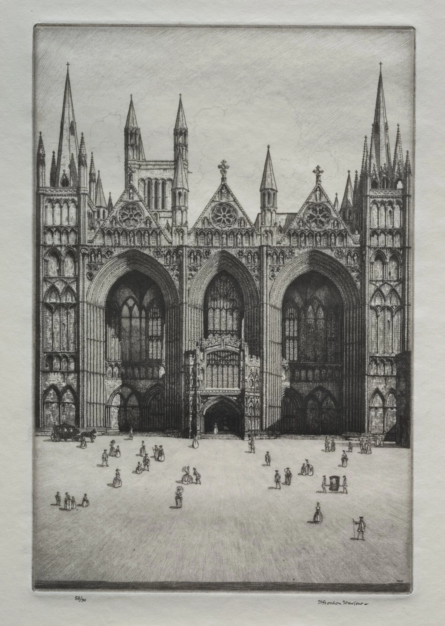Peterborough Cathedral, by Herbert Gordon Warlow, 1923