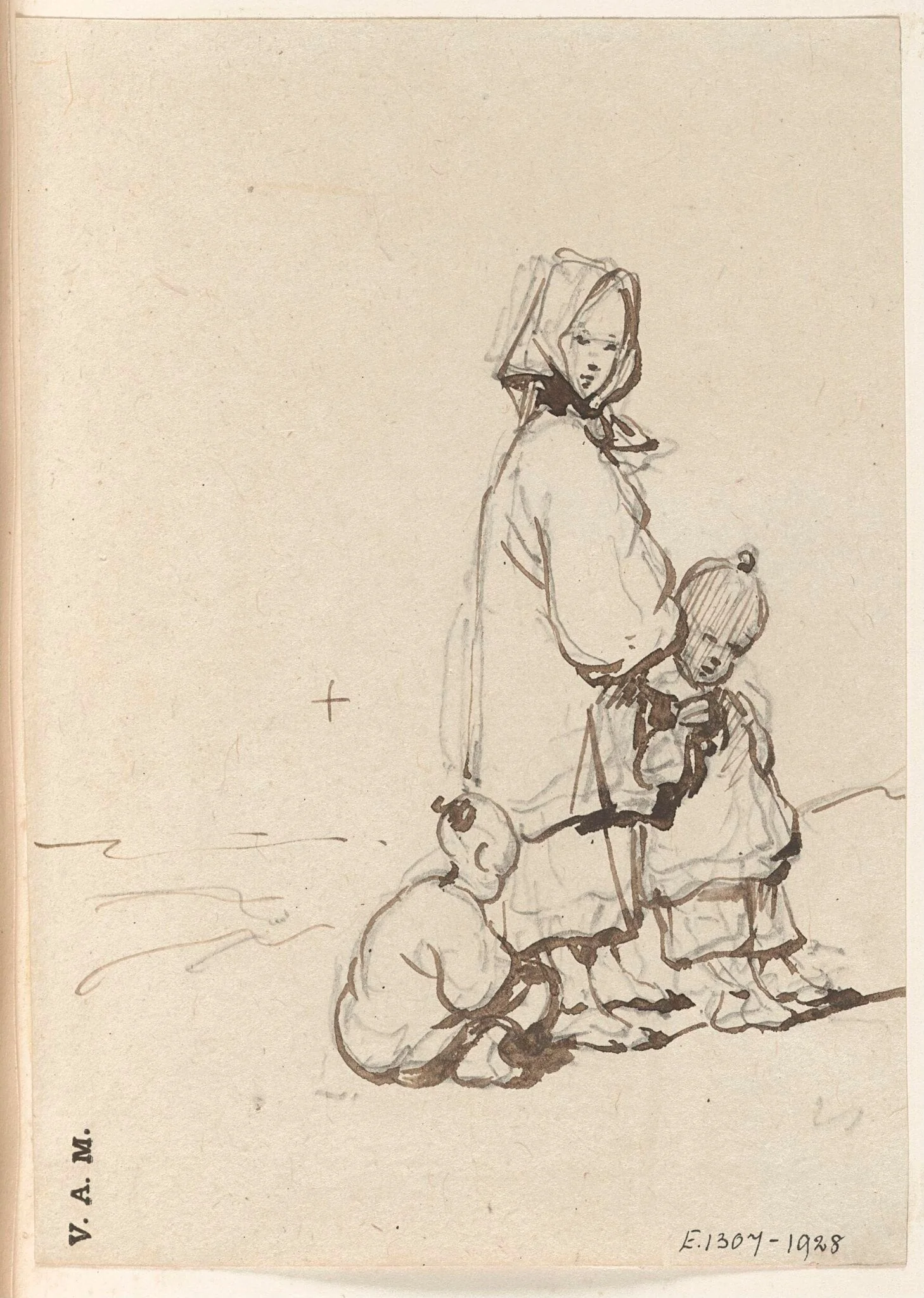 A Macau boatwoman with two children, by George Chinnery, 19