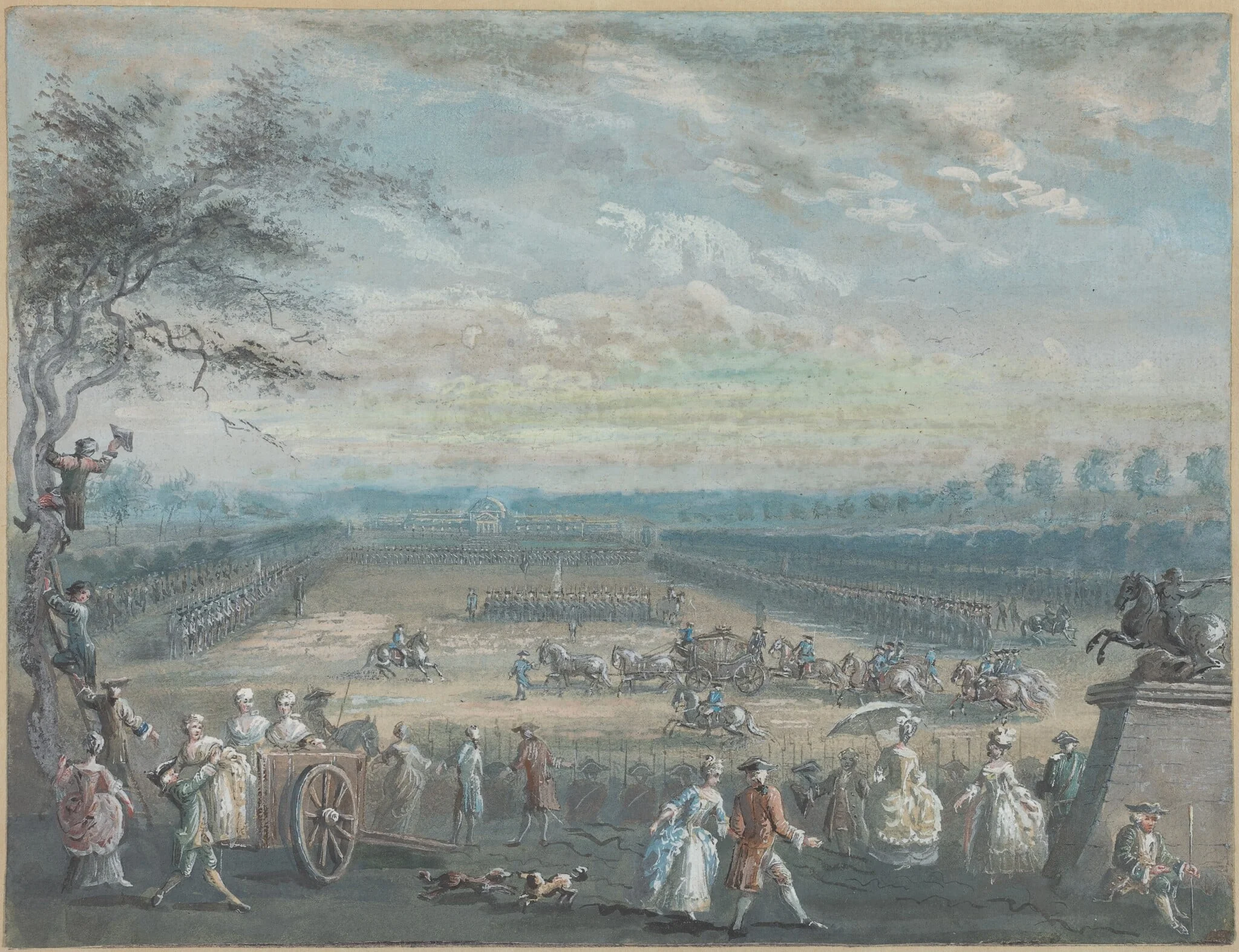 A Review on the Champs de Mars, by Jean-Baptiste Le Paon, gouache, 1773
