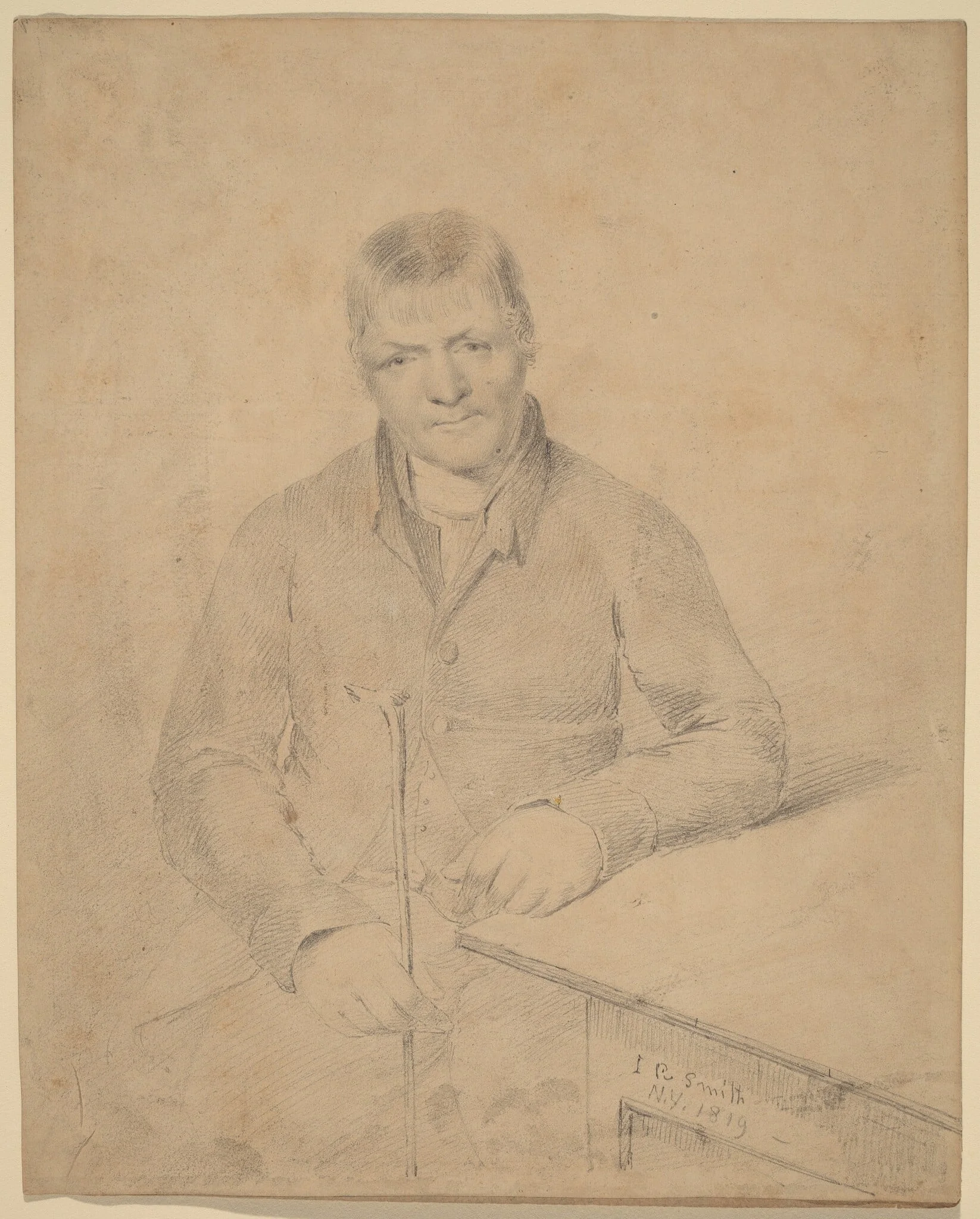 Man Seated at a Table, by John Rubens Smith, graphite, 1819