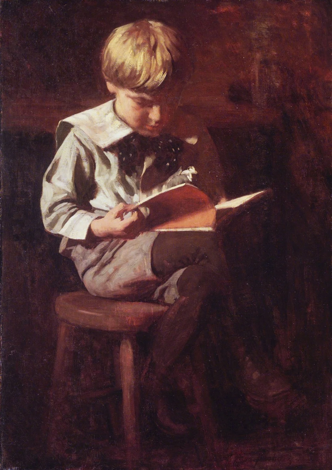 Boy Reading: Ned Anshutz, by Thomas Anshutz, oil, 1900