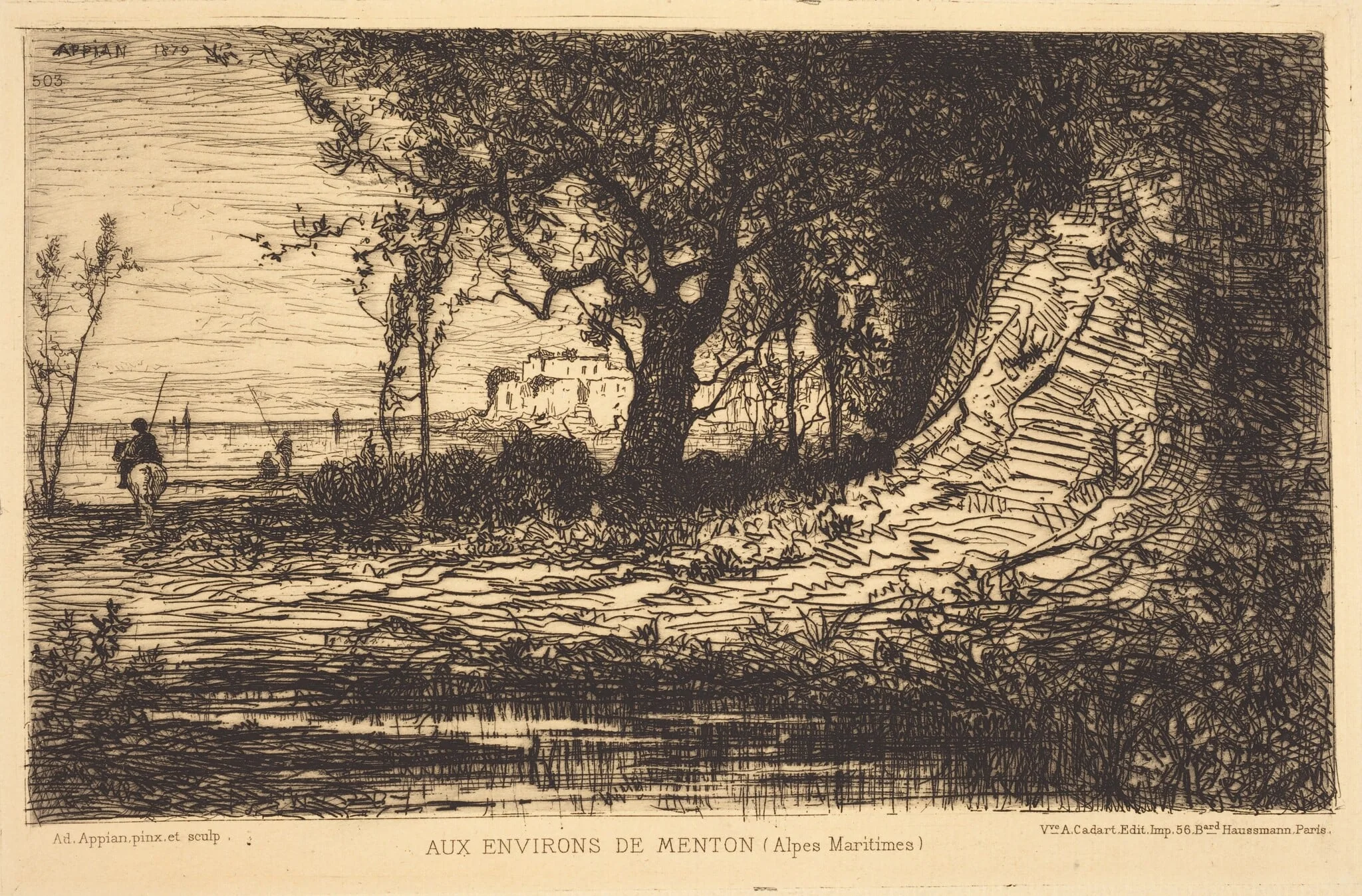 Aux Environs de Menton, by Adolphe Appian, ink, 1858