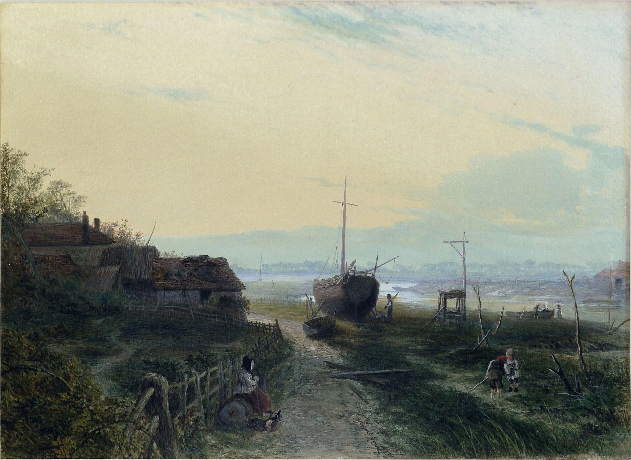 View from Gosport: Evening, by Edgar John Varley, watercolor, 1867