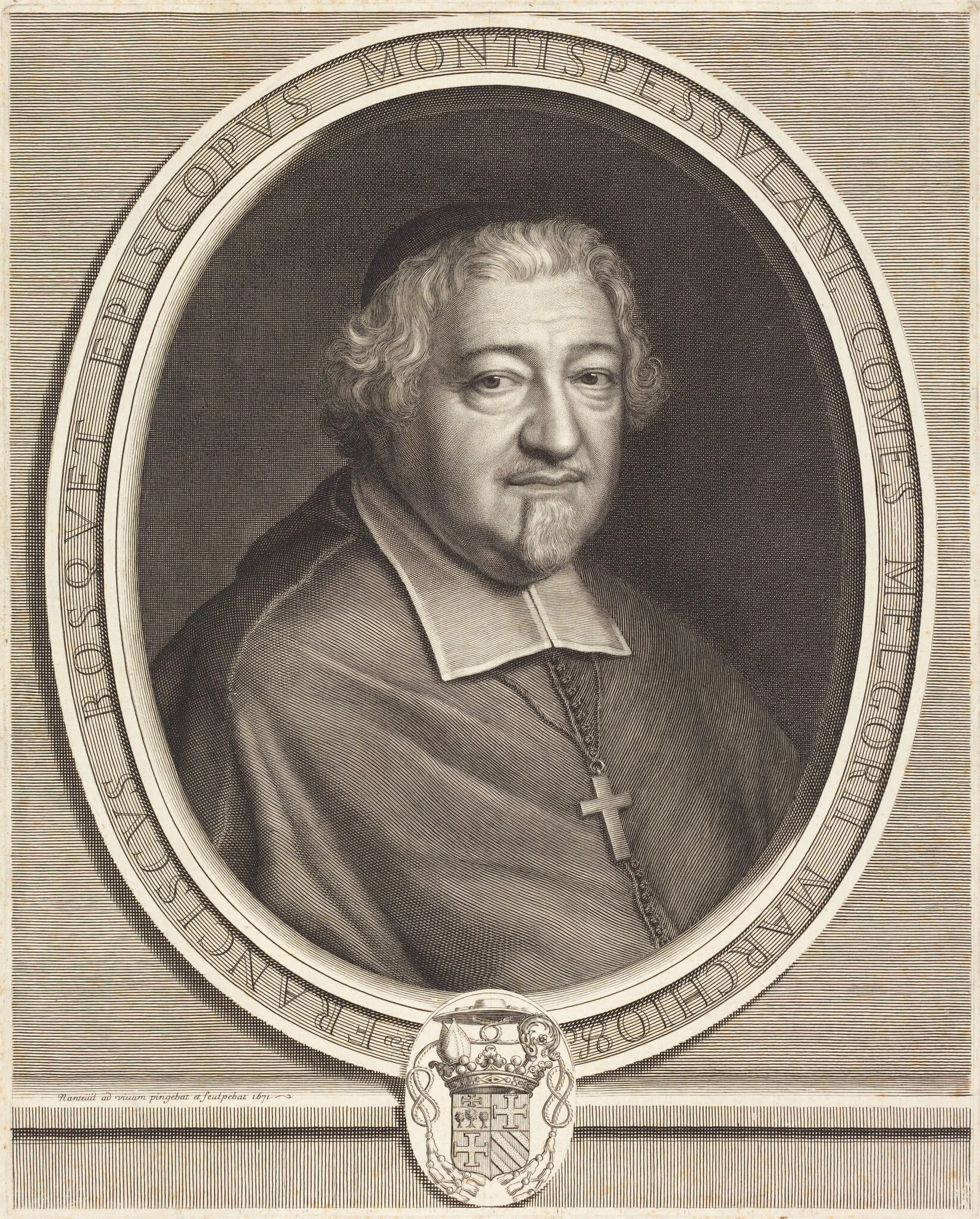 Francois Bosquet, by Robert Nanteuil, ink, 1671