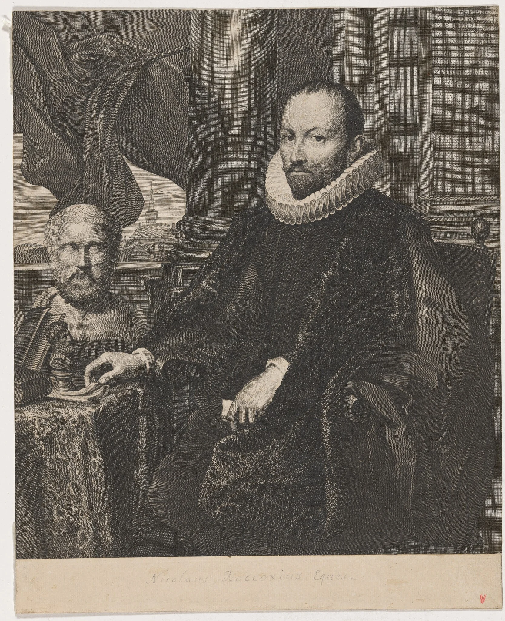 Nicholas Roccoxius, by Lucas Emil Vorsterman, ink, 1635