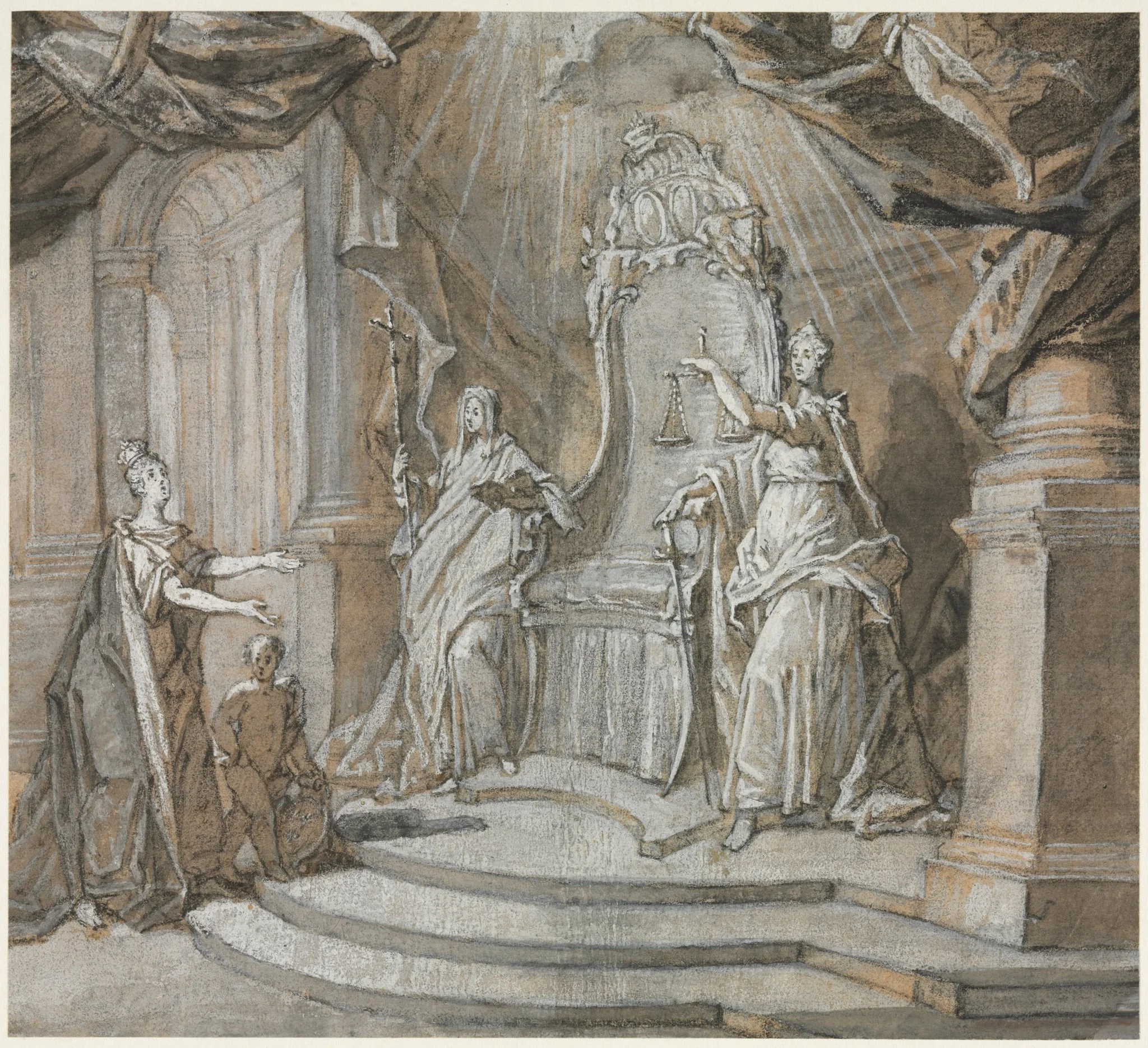 Madame de Maintenon Returning to the Catholic Church [1], by Charles Dominique Joseph Eisen, 1704