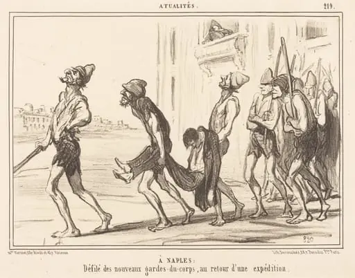 A Naples: Défilé des... gardes-du-corps...