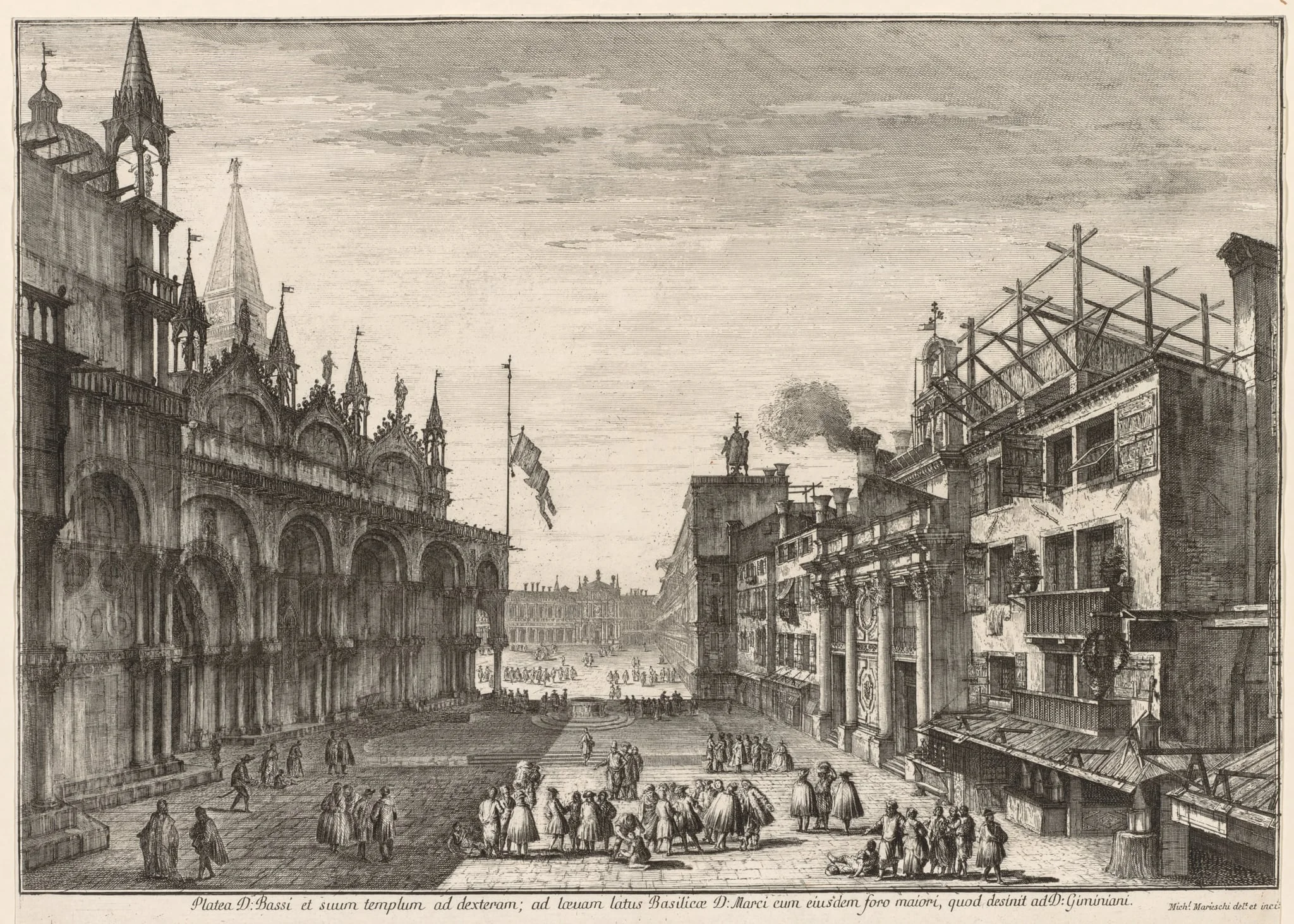 Views of Venice:  Piazzetta S. Basso, by Michele Marieschi, 1741