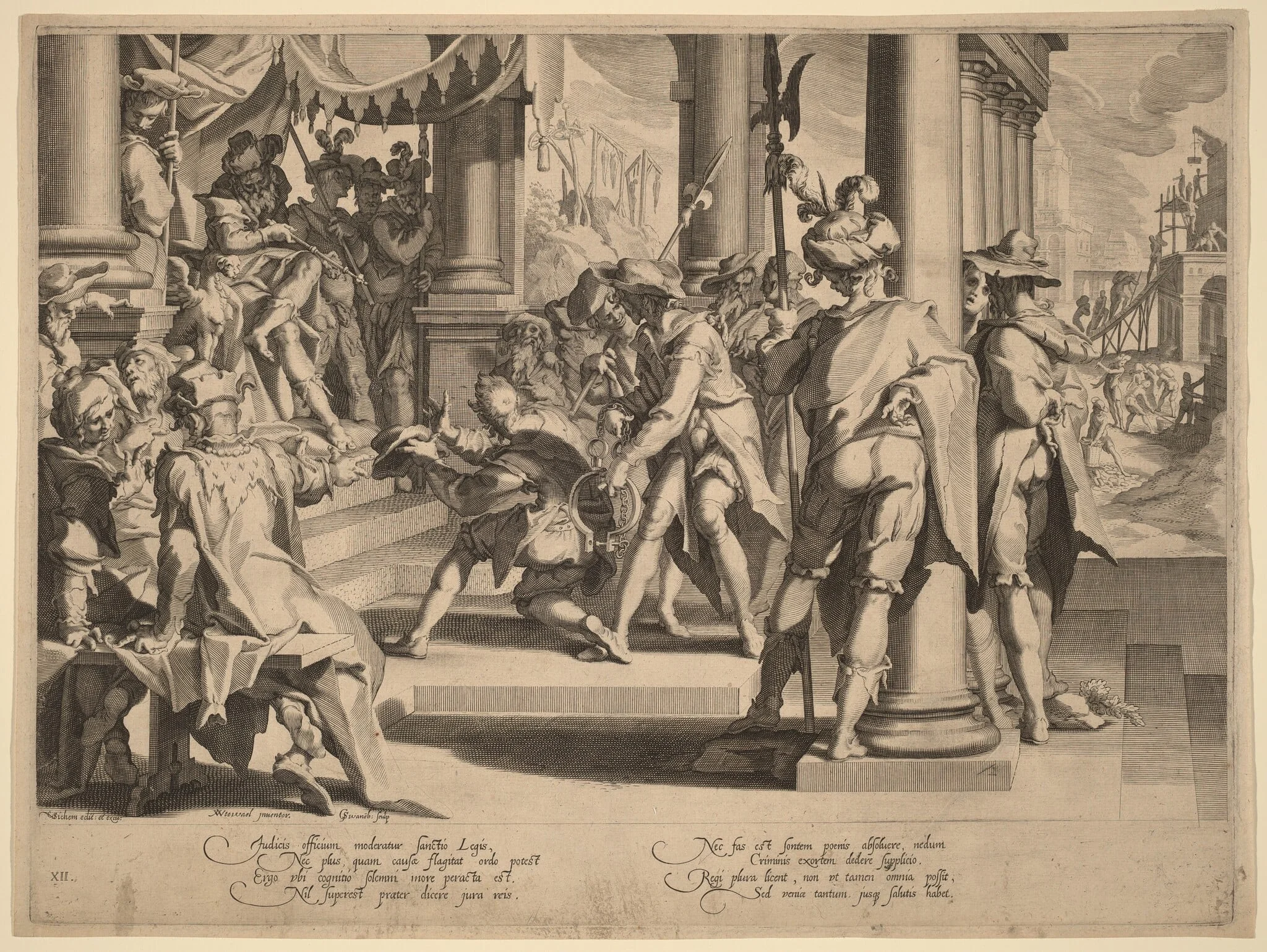 Allegory of Justice, by Willem van Swanenburgh, ink, 1606